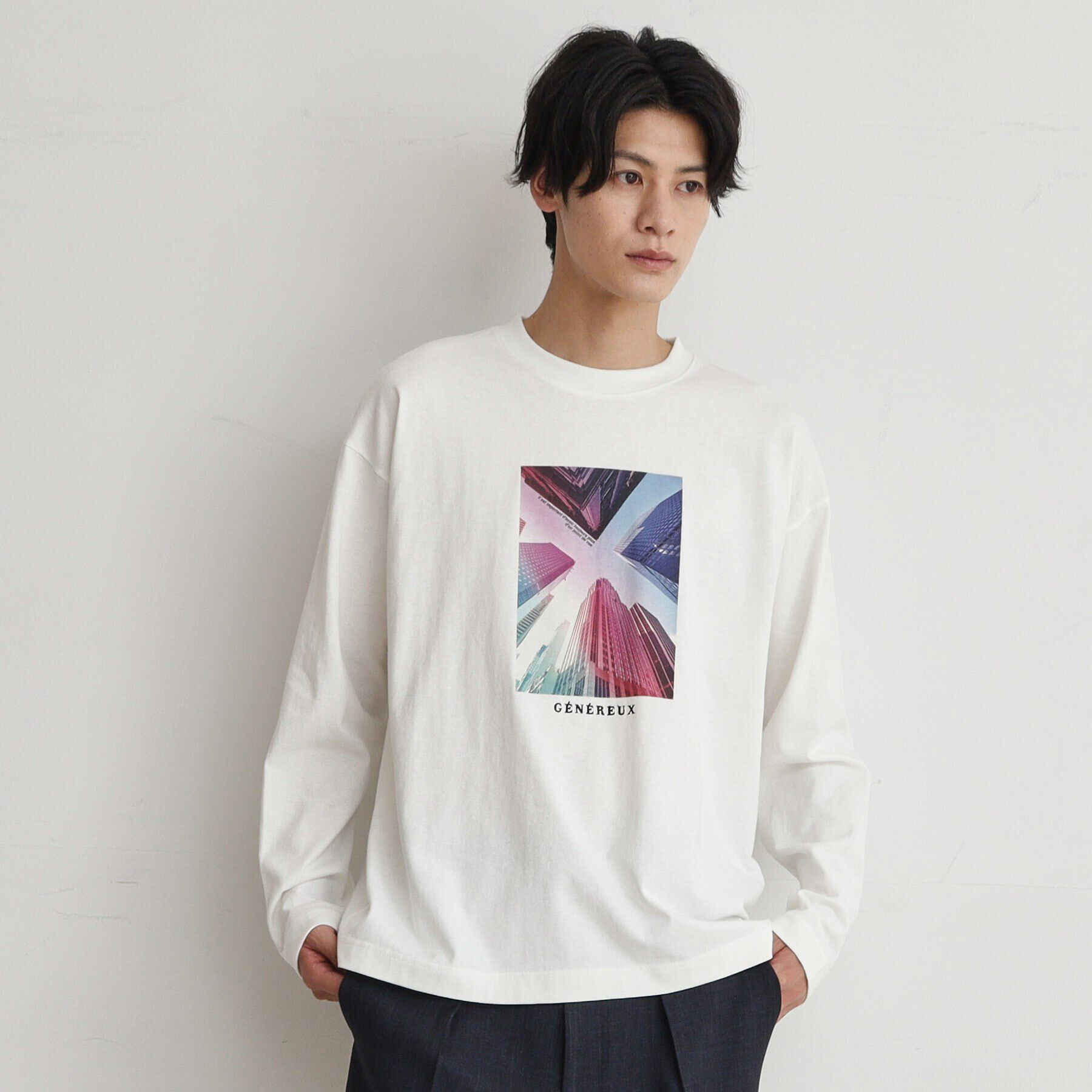 THE SHOP TK「【6色展開】Parisフォト／ロゴ長袖Tシャツ」|Tシャツ・カットソー|オフホワイト(003