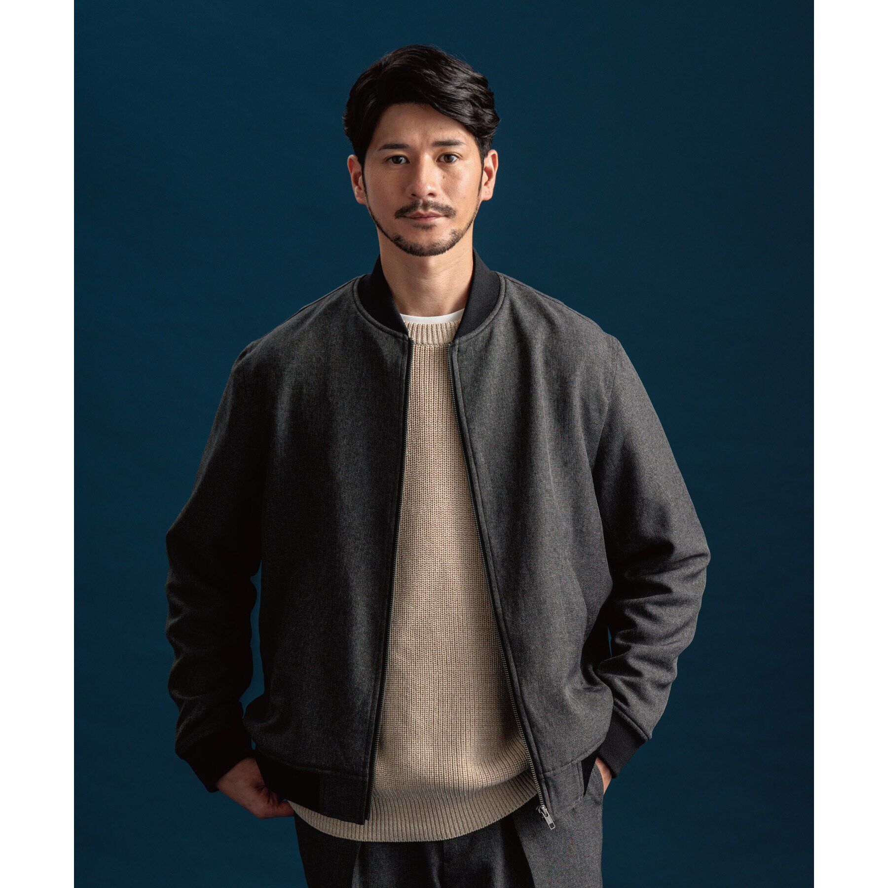 THE SHOP TK「【セットアップ可】シャークスキンリブブルゾン」|ブルゾン・スタジャン|