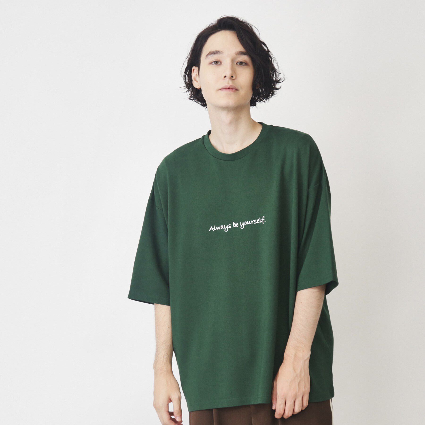 THE SHOP TK「ポンチビッグシルエットプリントTシャツ」|Tシャツ・カットソー|グリーン(024)