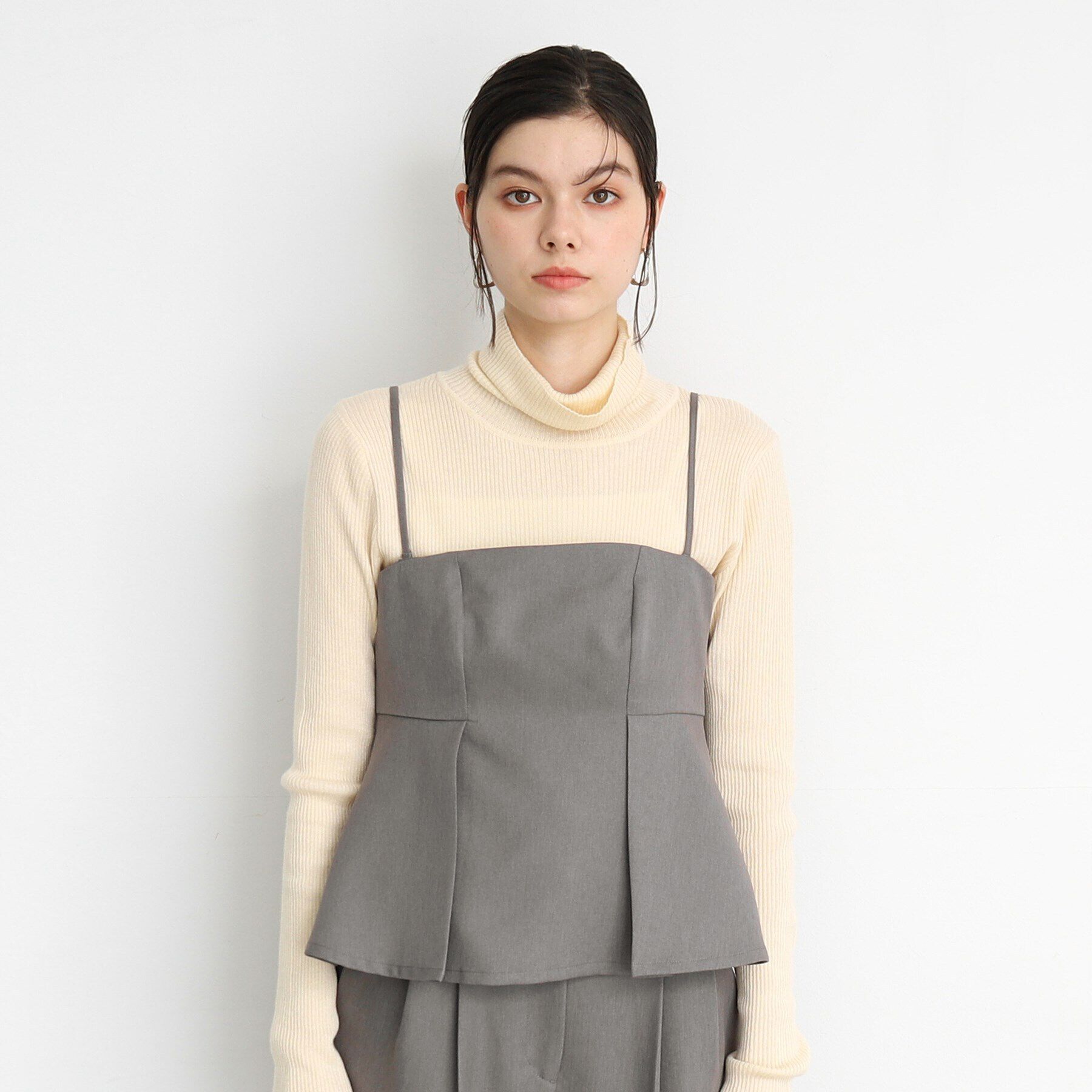 THE SHOP TK「【セットアップ可/洗える】パウダリーツイルビスチェ」|キャミソール|