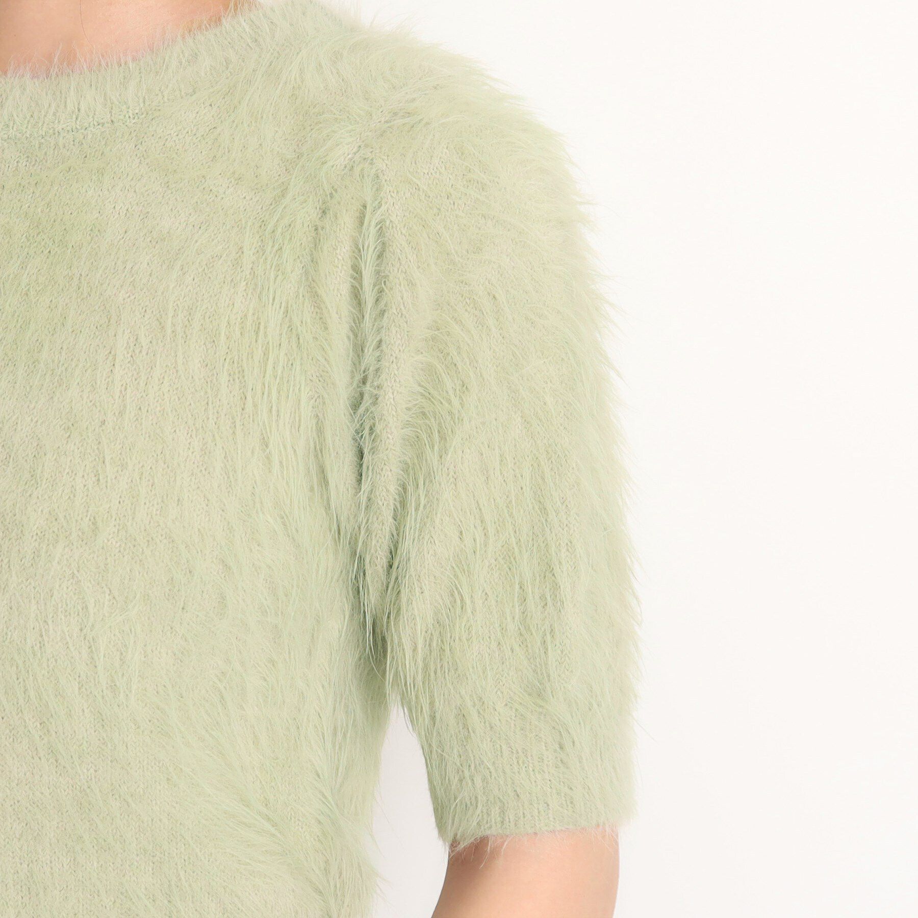 THE SHOP TK「【ヒルナンデス！で紹介】ふわふわフェザーニット /５分袖/腕周りカバー/洗える」|ニット・セーター|