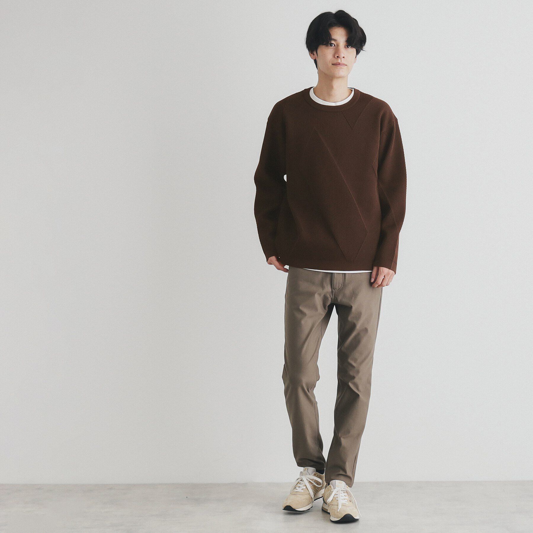 THE SHOP TK「【クルーネックニット＋ロンTセットアイテム】ダイヤパネルアンサンブル」|ニット・セーター|