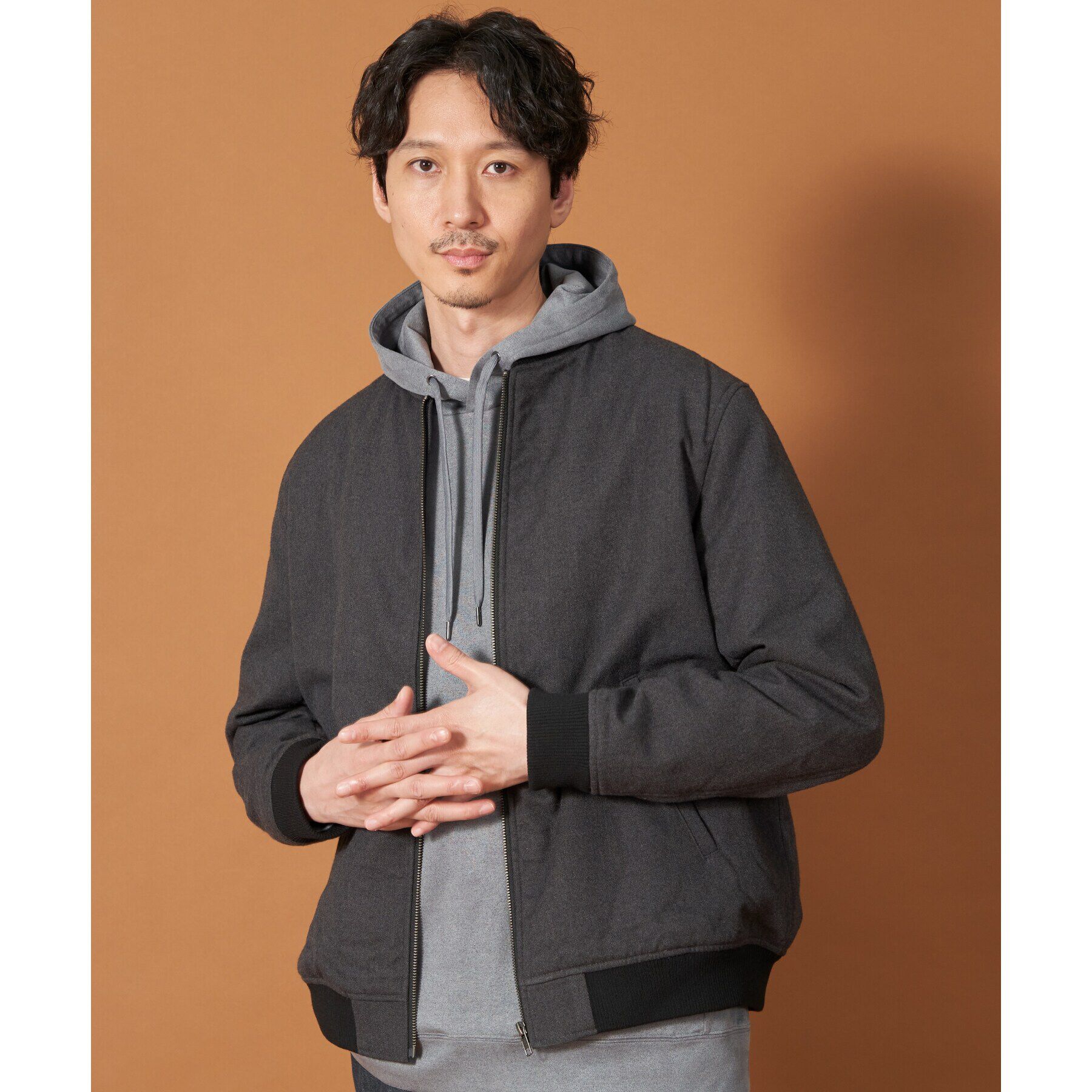 THE SHOP TK「シャークスキン薄中綿リブブルゾン」|ブルゾン・スタジャン|