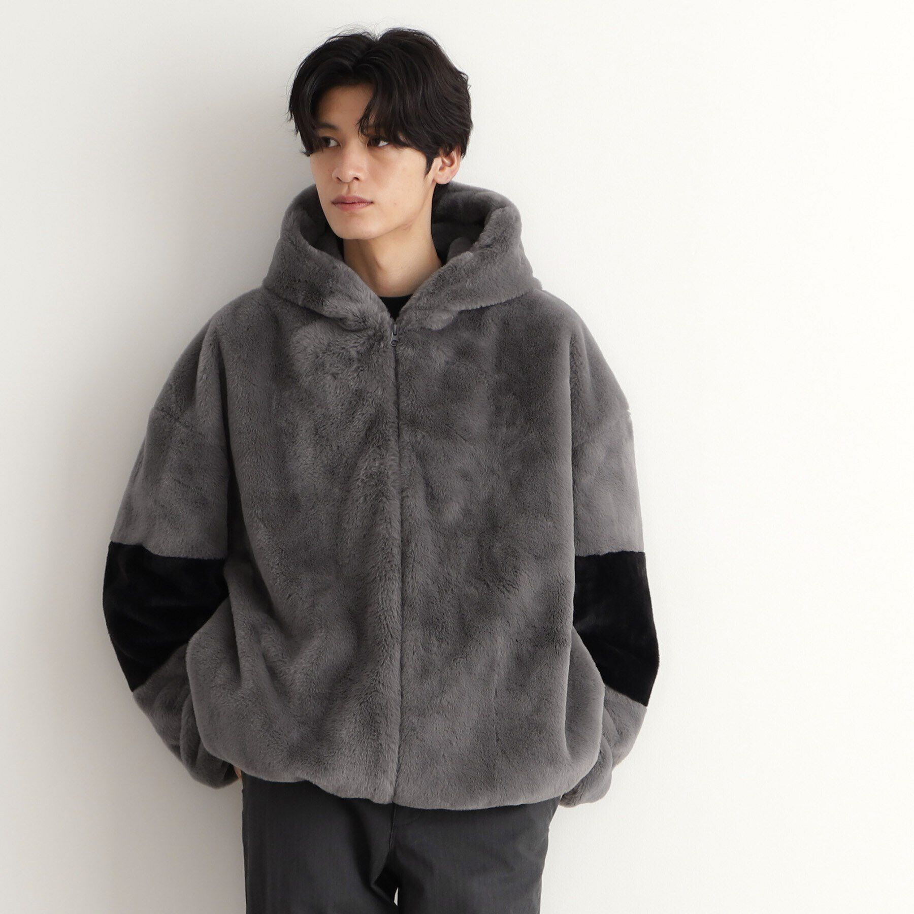 THE SHOP TK「フードフェイクファーブルゾン ユニセックス」|ブルゾン・スタジャン|