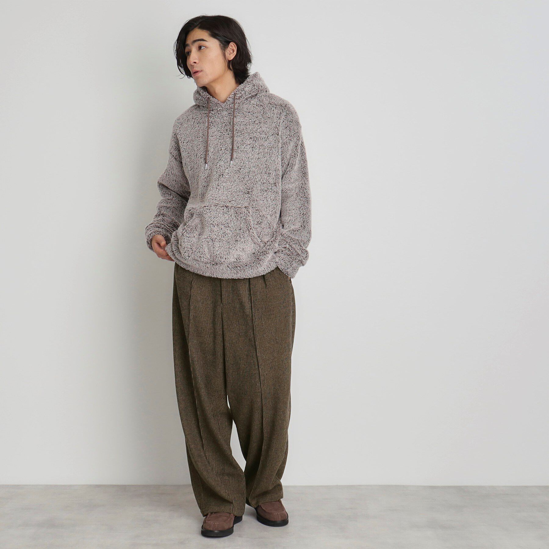 THE SHOP TK「タックワイドスラックス ブラック／グレンチェック／ブラウンチェック」|その他|