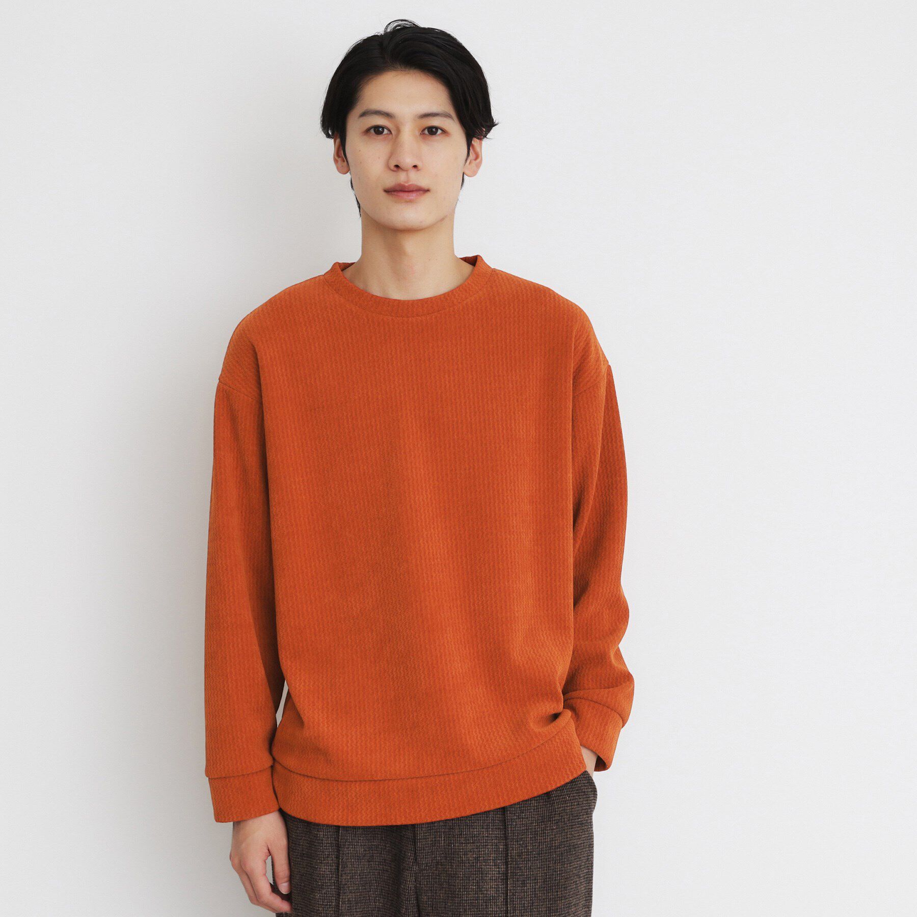 THE SHOP TK「ジャカードモールボアプルオーバー」|Tシャツ・カットソー|オレンジ(024)
