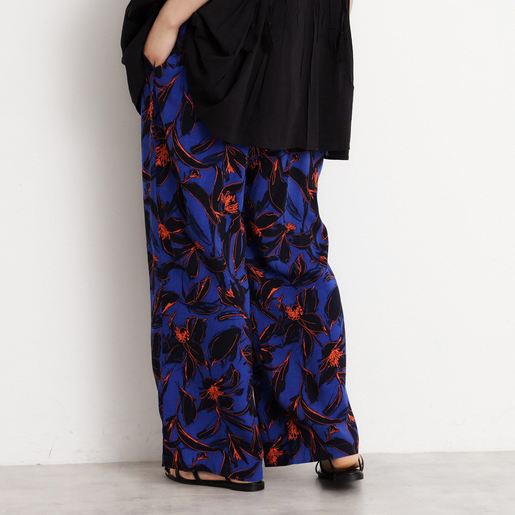 THE SHOP TK「レーヨンリネン総柄ワイドパンツ【洗える】」|その他|