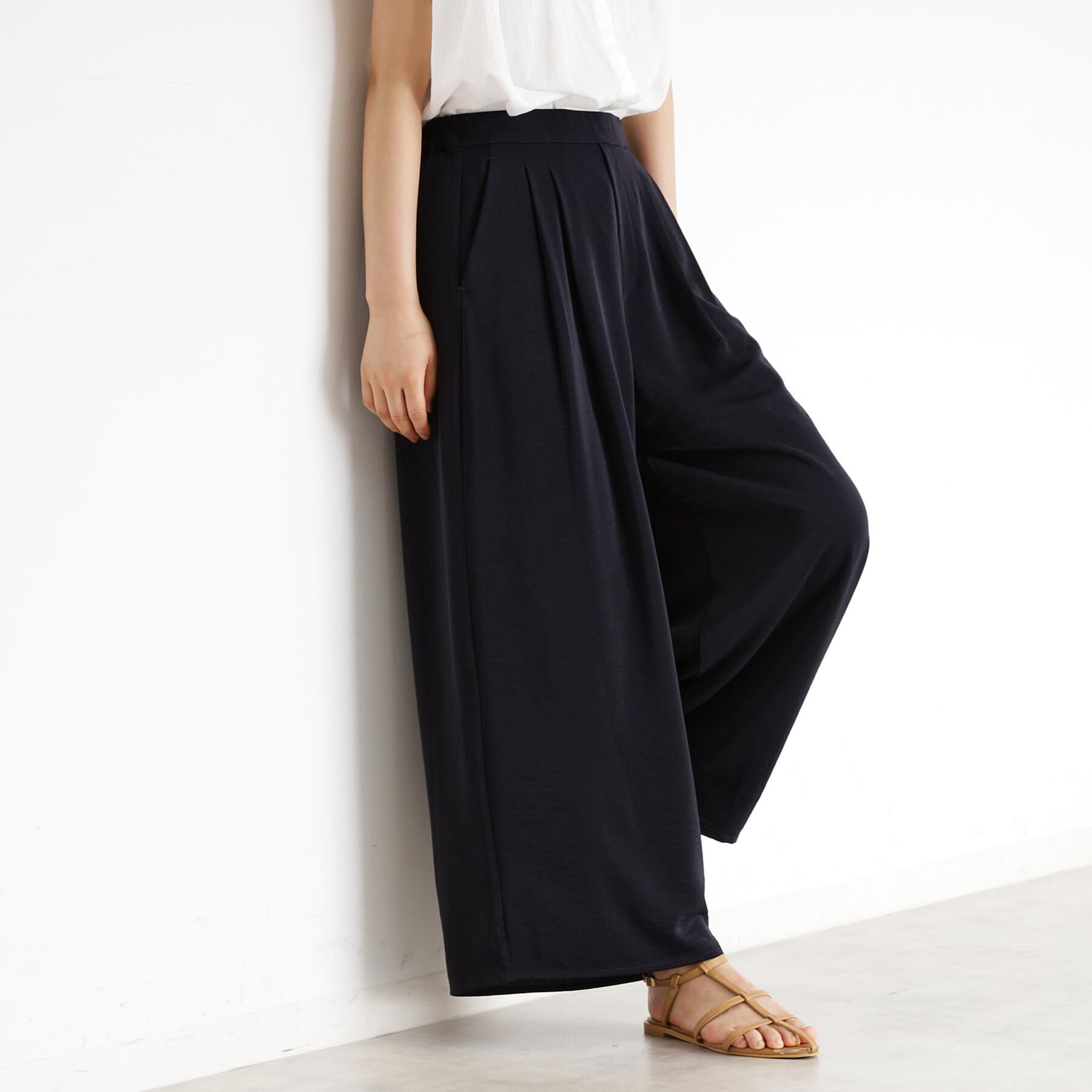 THE SHOP TK「タックワイドパンツ【UV/洗濯機OK/セットUP可】」|その他|ネイビー(094)