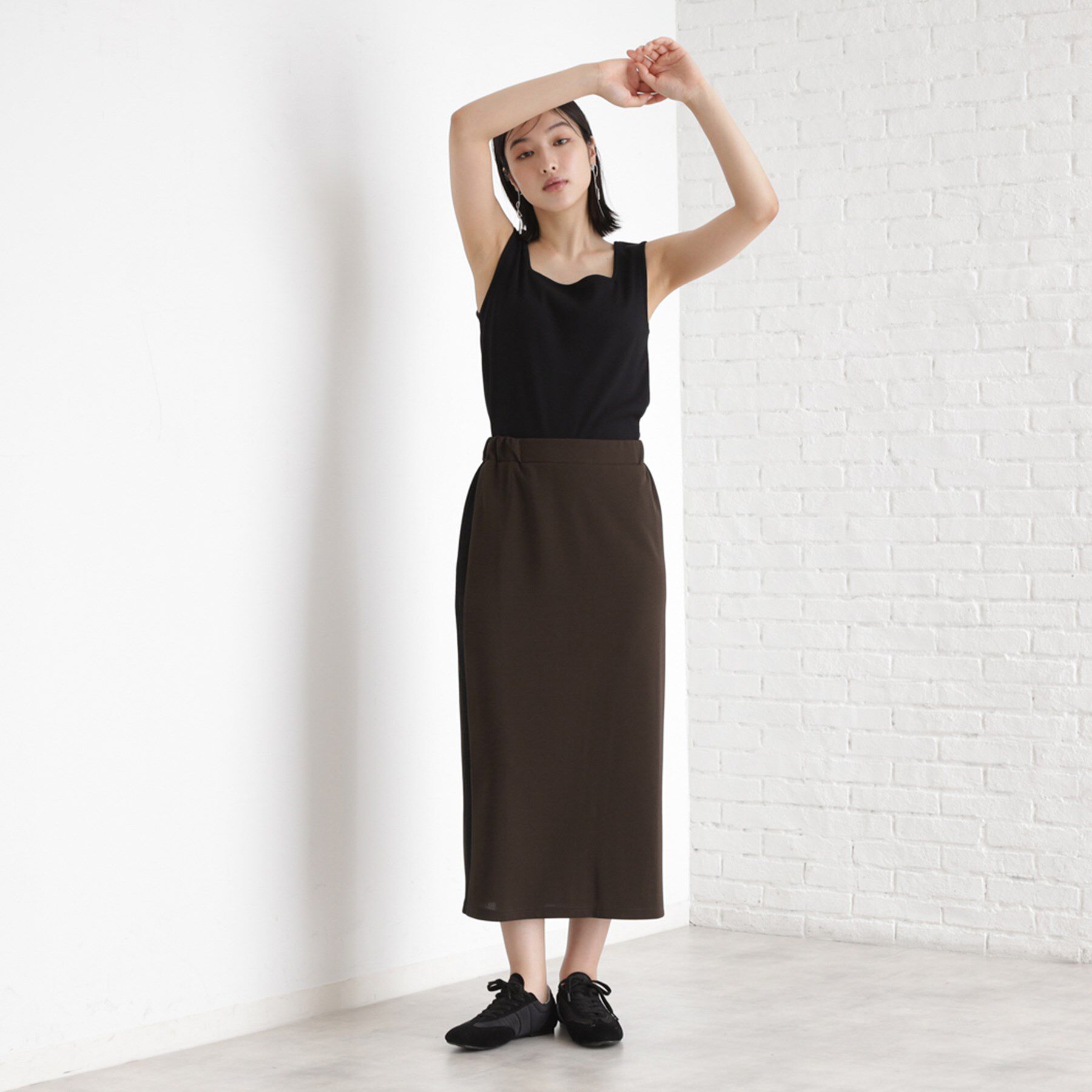 THE SHOP TK「サイドラメラインタイトスカート【洗濯機OK】」|スカート|