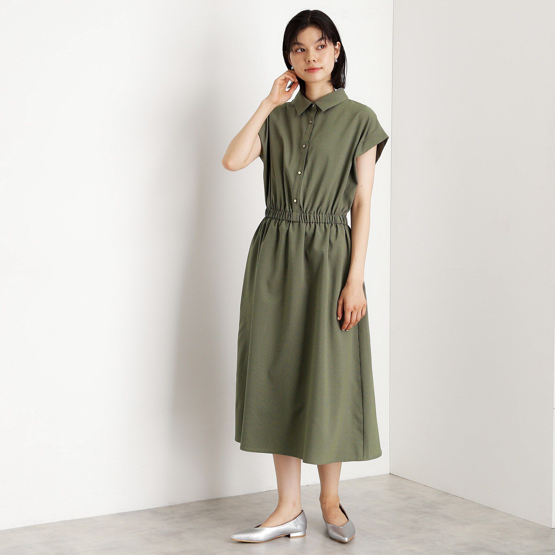 THE SHOP TK「サッカーワンピース【洗濯機OK/UVカット】」|ワンピース|カーキ(027)