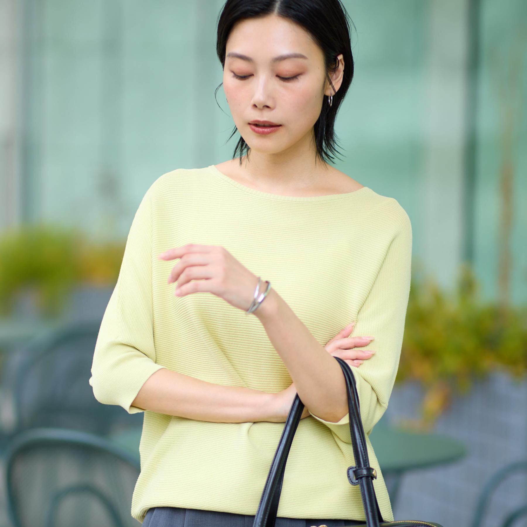 THE SHOP TK「6分袖ガータードルマンニット【エコベロ/洗濯機OK】」|ニット・セーター|