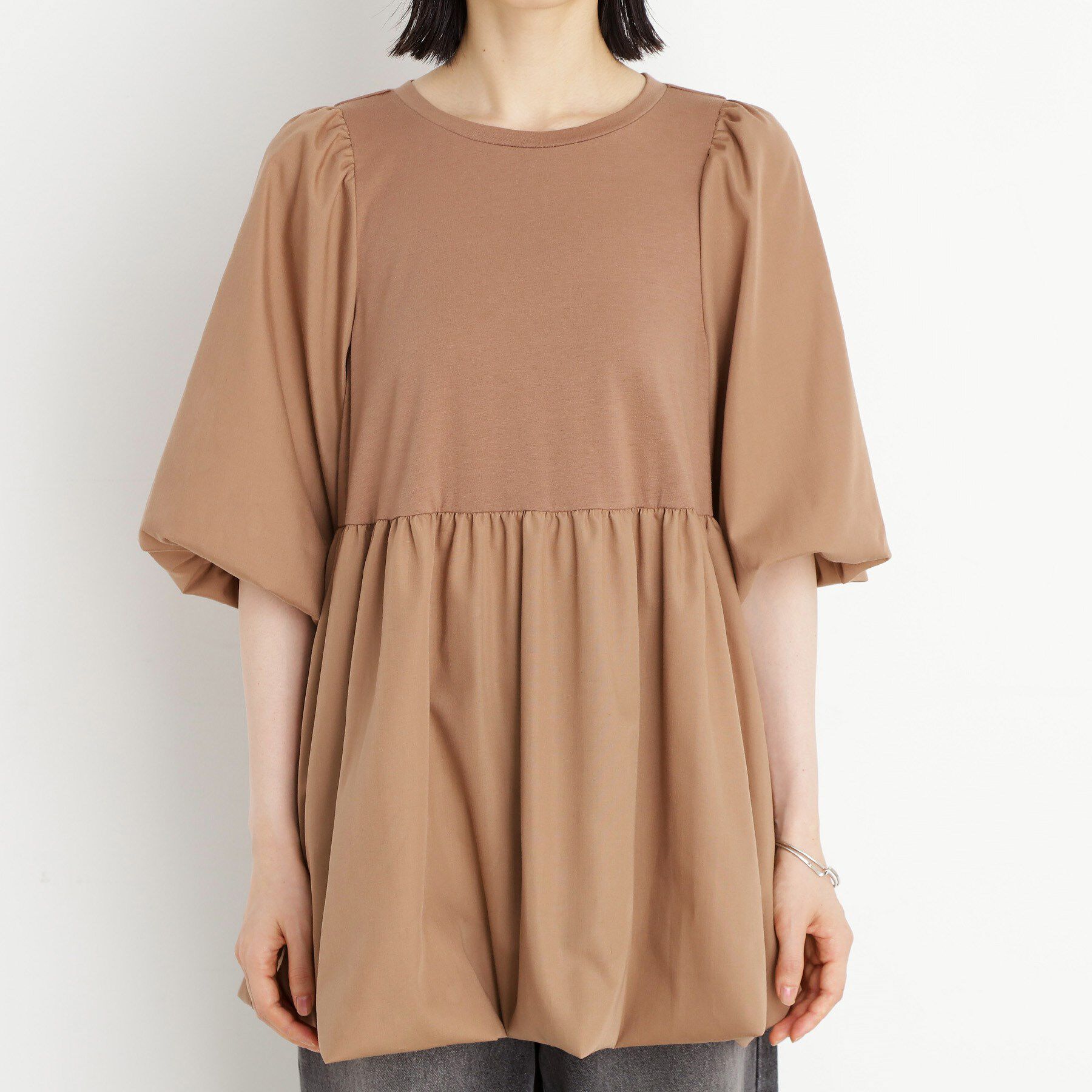 THE SHOP TK「バルーンスリーブペプラムチュニック【洗える】」|Tシャツ・カットソー|