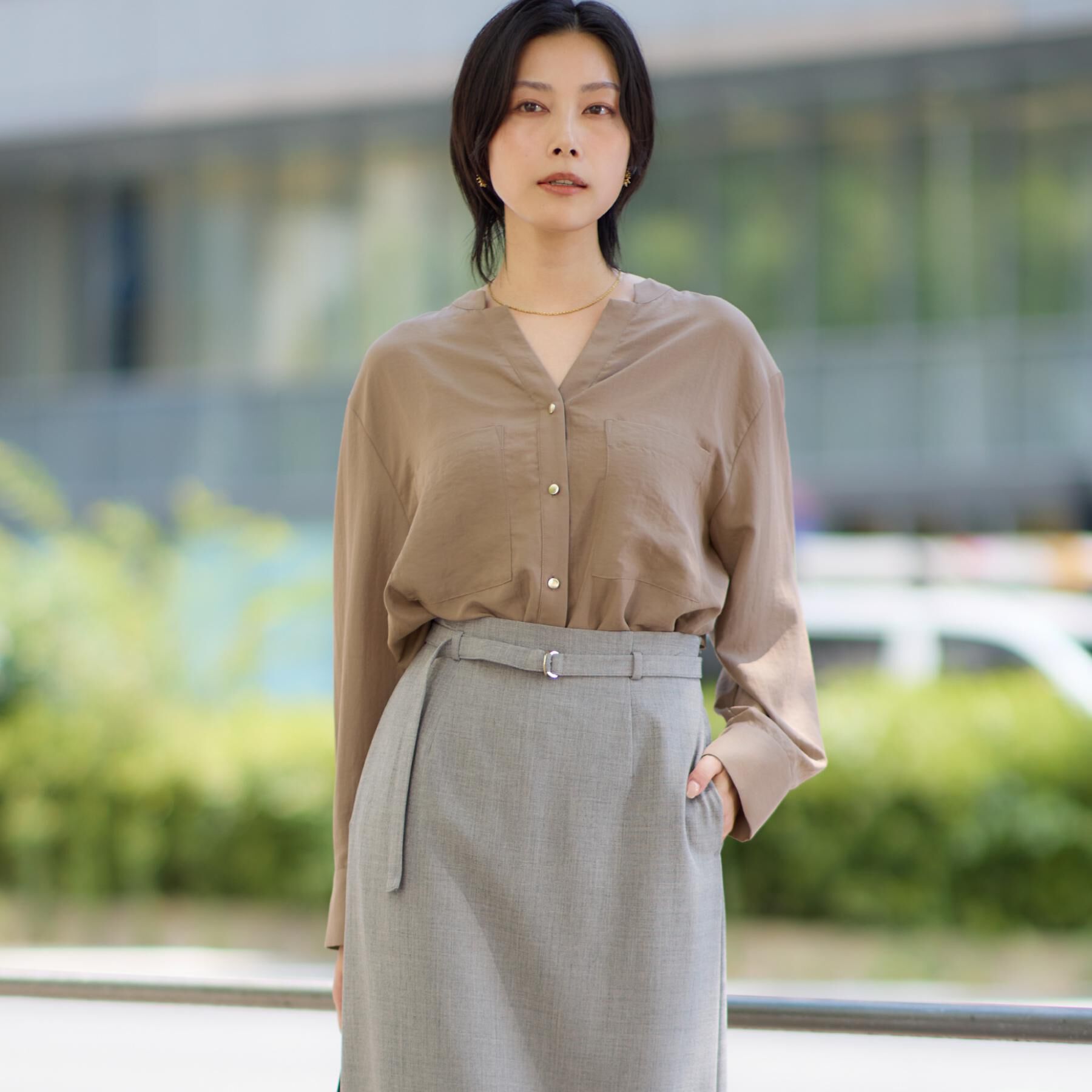 THE SHOP TK「【通勤にもデイリーにも】ダブルポケットスキッパーシャツ/洗濯機OK」|シャツ・ブラウス|