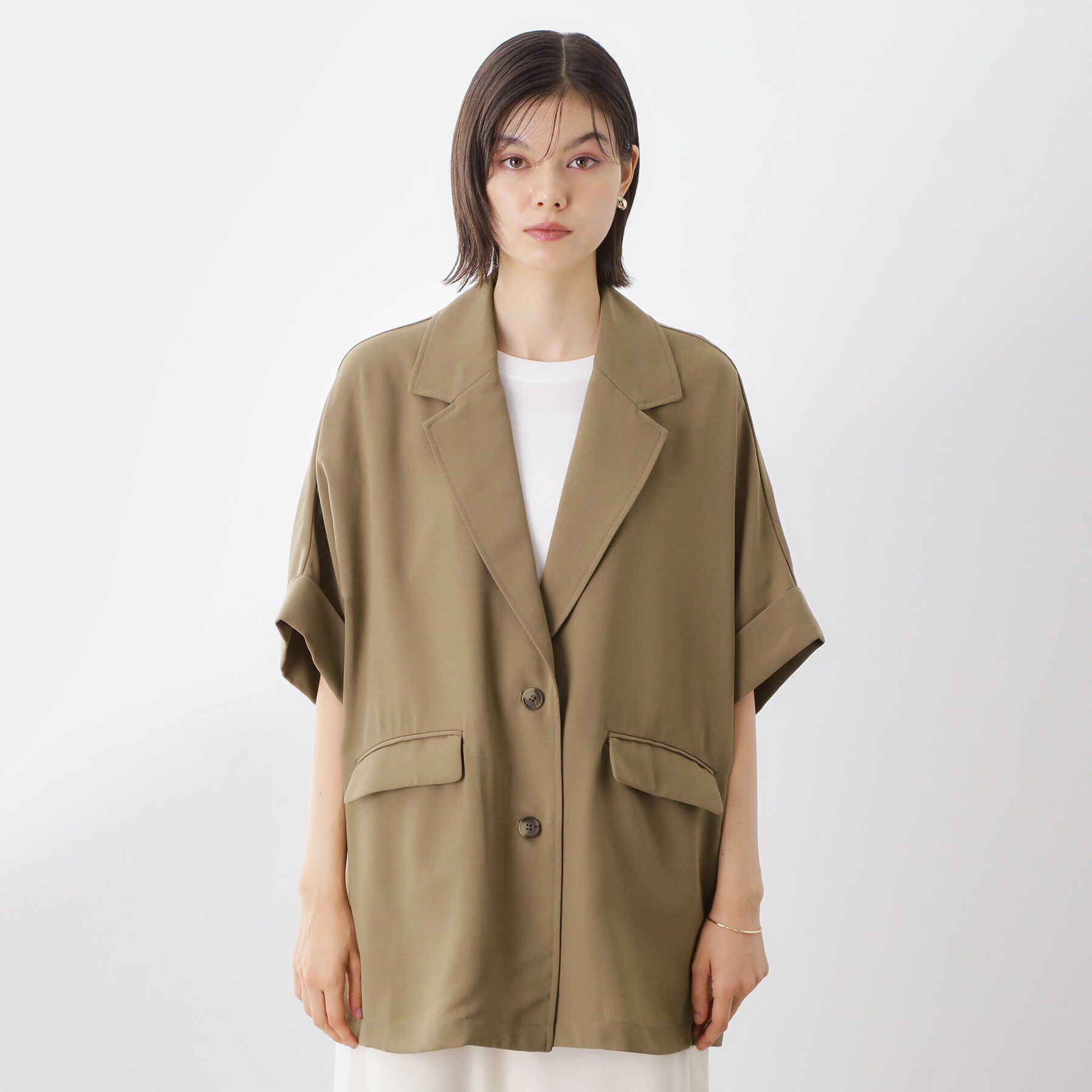 THE SHOP TK「ドルマン半袖ジャケット【洗える】」|テーラードジャケット|