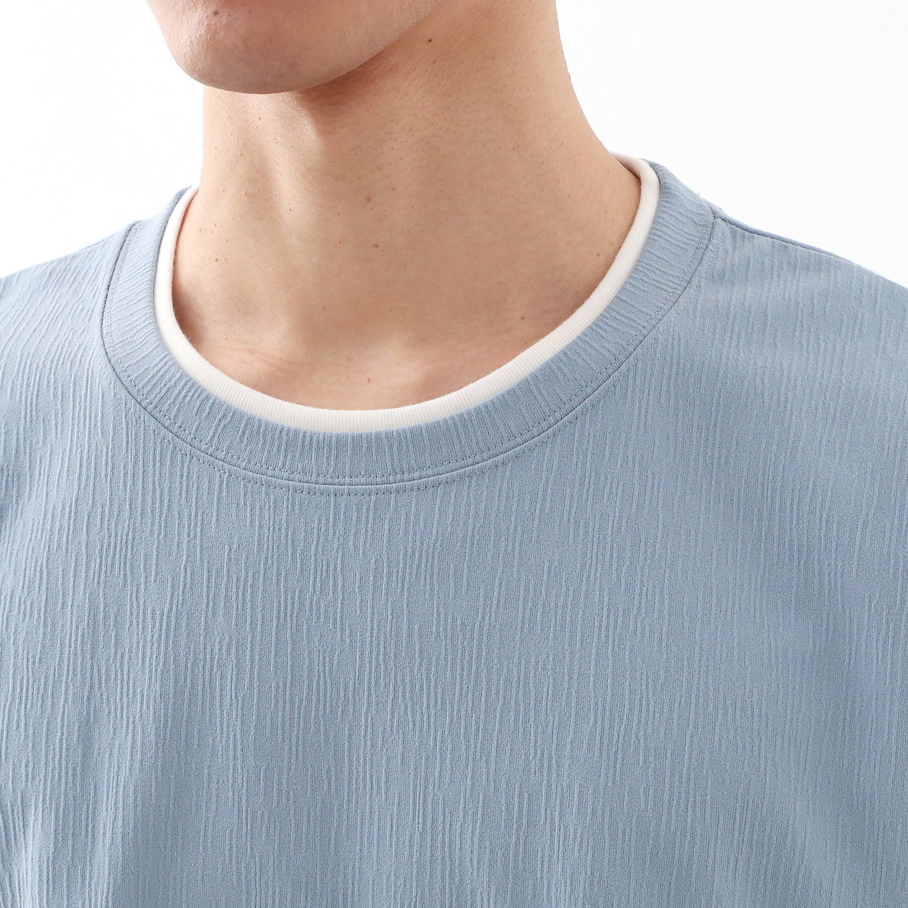 THE SHOP TK「楊柳フェイクレイヤード半袖Tシャツ 【吸水速乾/毛玉になりにくい/洗濯機OK】」|Tシャツ・カットソー|