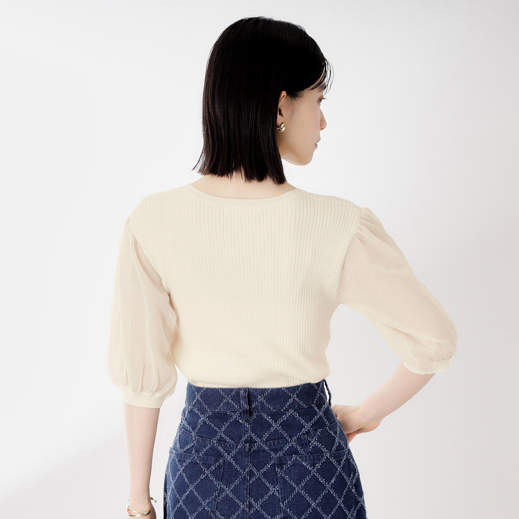 THE SHOP TK「シアーパフ袖ニット【洗濯機OK】」|ニット・セーター|