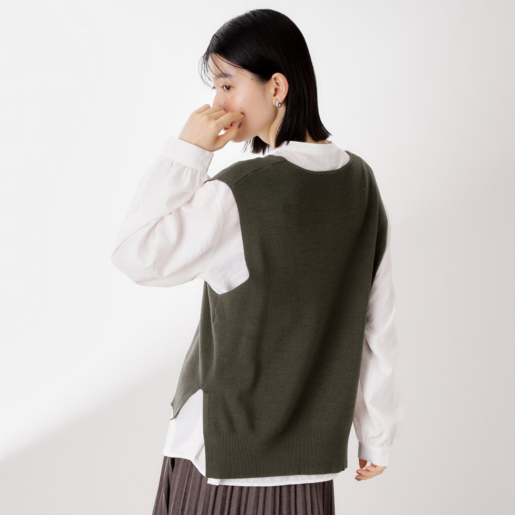 THE SHOP TK「【春まで着られる】ニットベスト＆ブラウスセット/洗濯機OK」|シャツ・ブラウス|