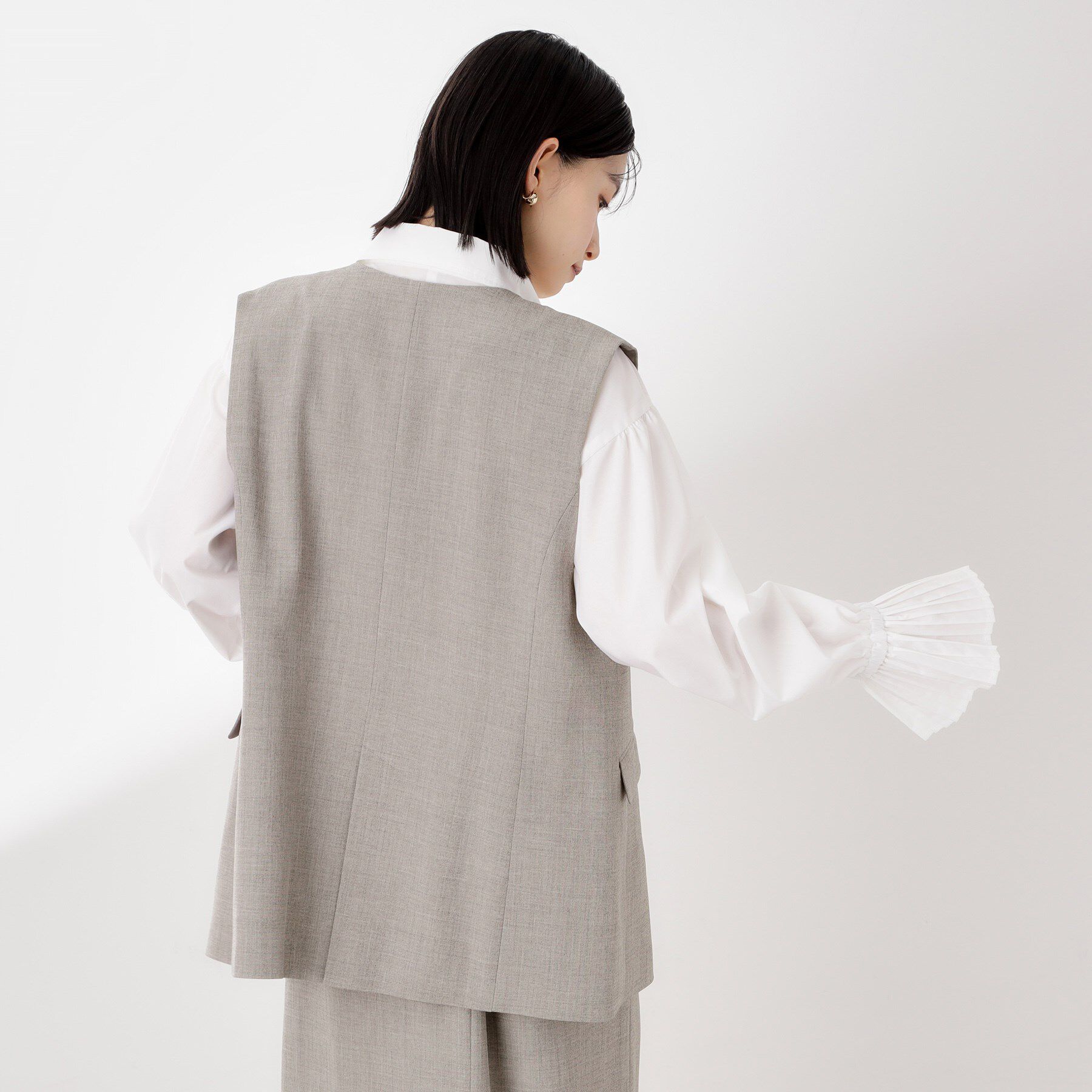 THE SHOP TK「ノーカラージレ【セットアップ可/洗濯機OK】/CAVIANシリーズ」|ベスト・ジレ|