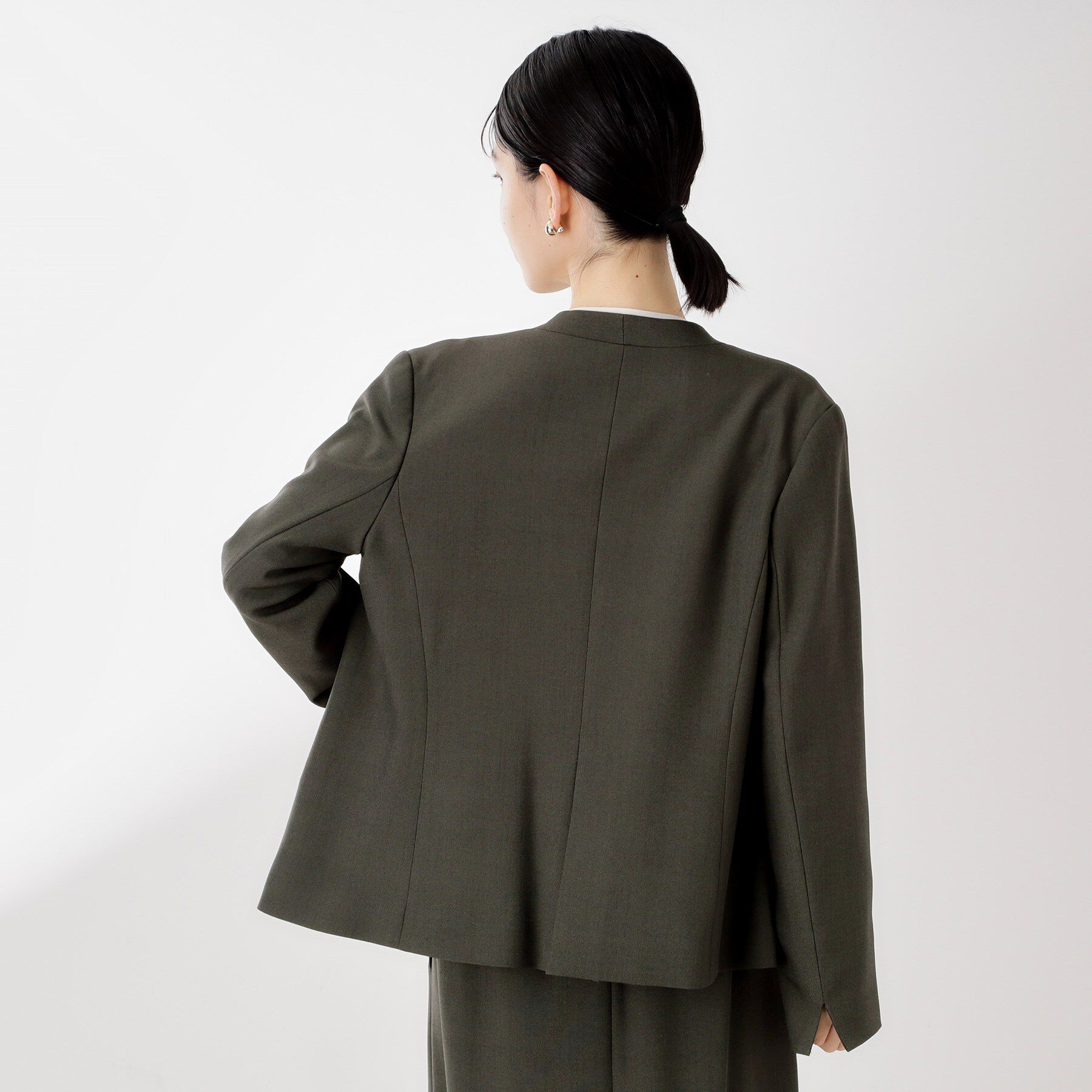 THE SHOP TK「ビジネスノーカラージャケット【セットアップ可/洗える】/CAVIANシリーズ」|ノーカラージャケット|