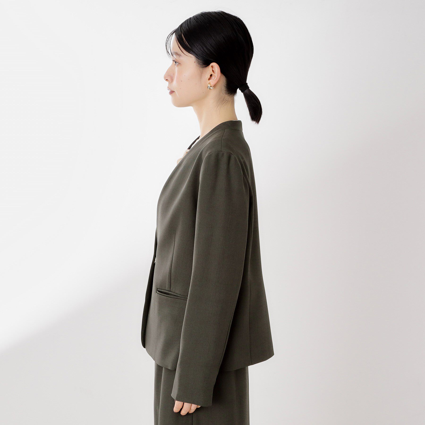 THE SHOP TK「ビジネスノーカラージャケット【セットアップ可/洗える】/CAVIANシリーズ」|ノーカラージャケット|