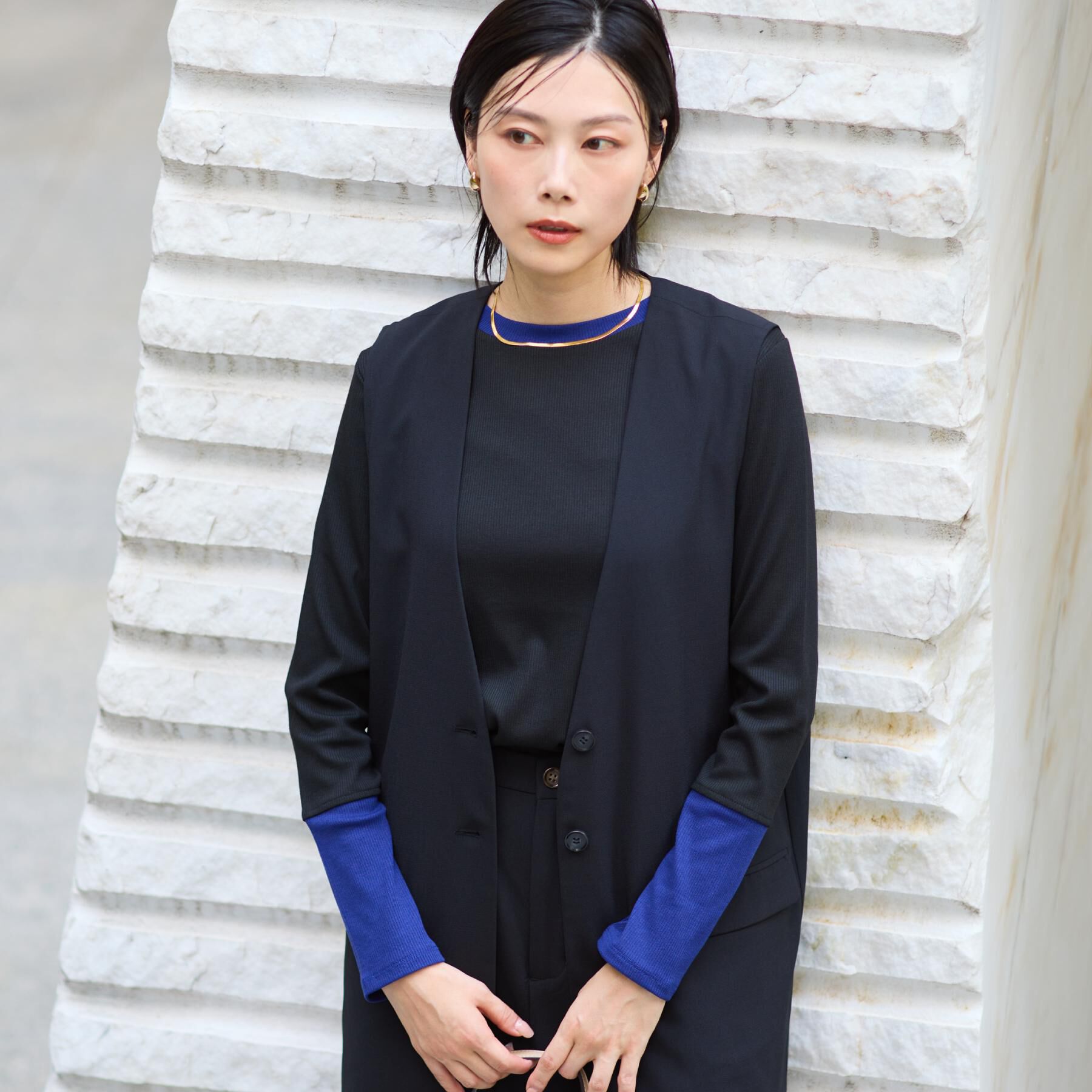 THE SHOP TK「バイカラーテレコプルオーバー」|Tシャツ・カットソー|ブラック(519)