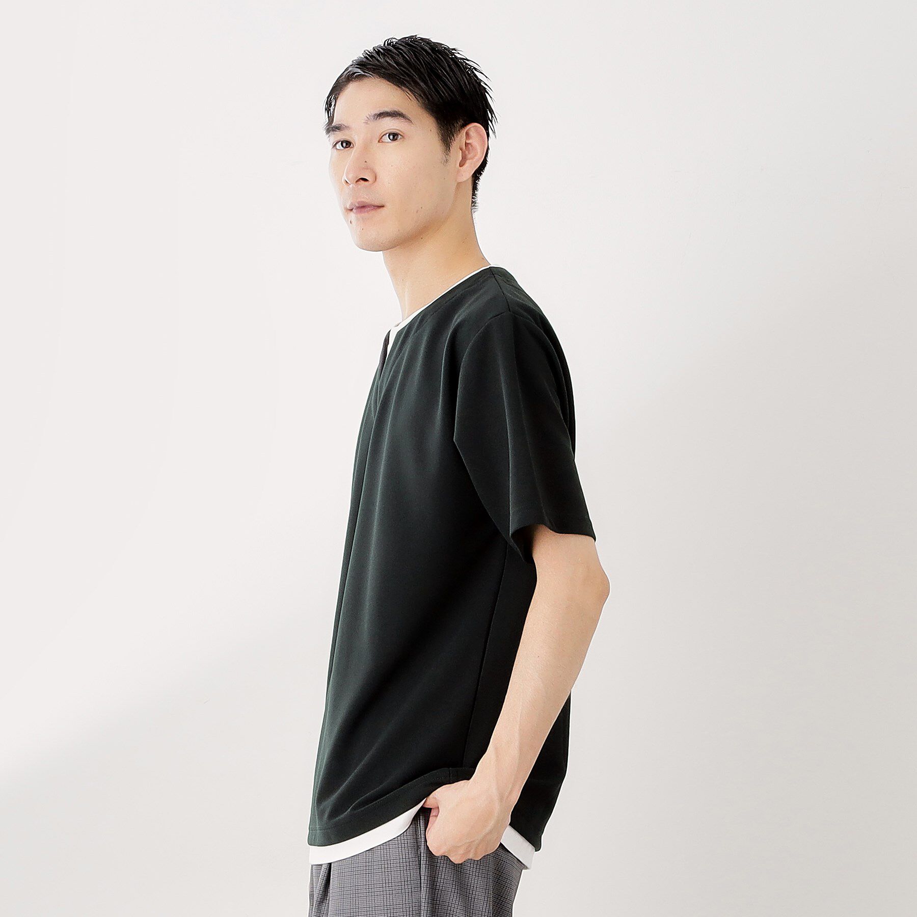 THE SHOP TK「ツイルキーネック半袖Tシャツ」|Tシャツ・カットソー|