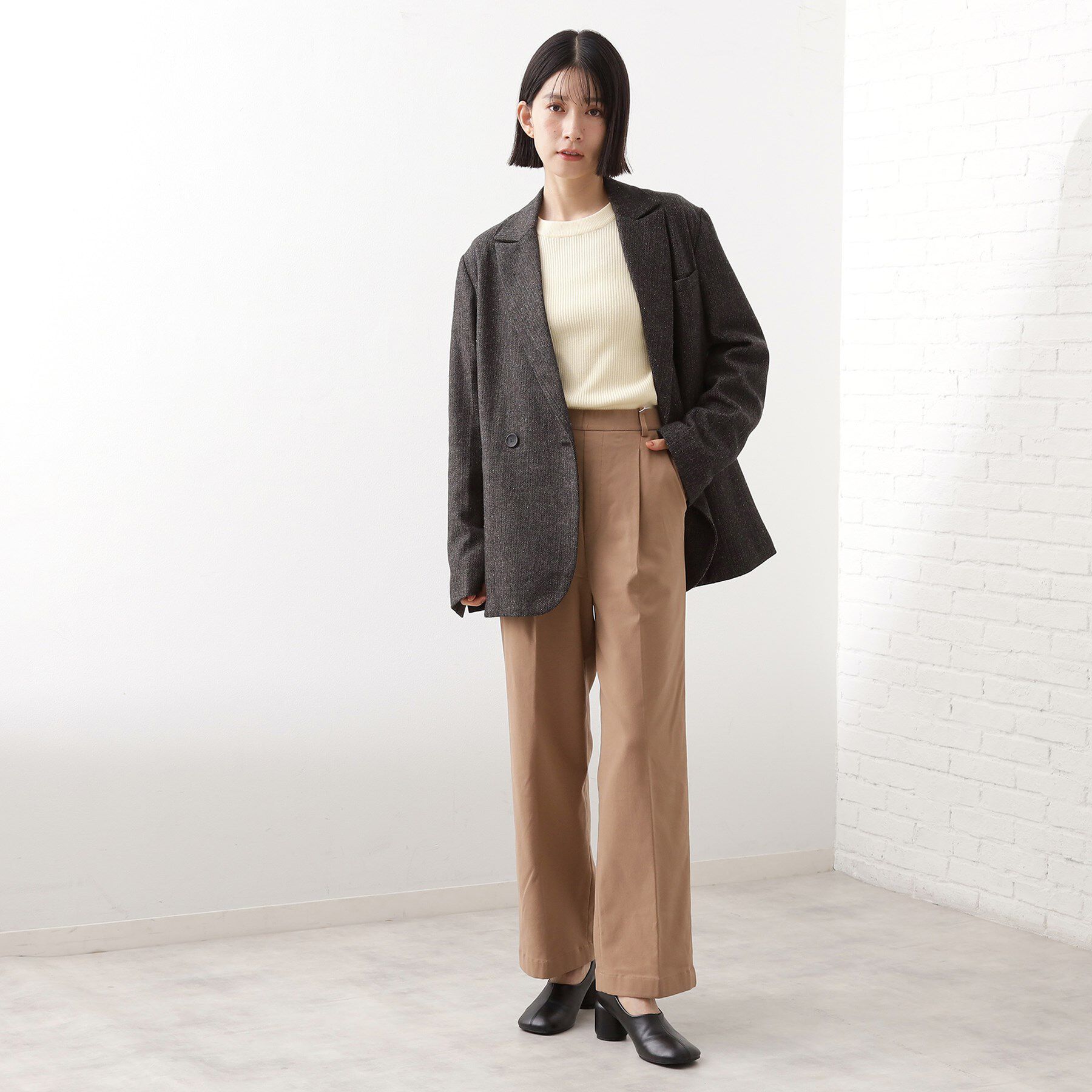 THE SHOP TK「【洗えるアウター】ヘリンボーン＆チェック柄ジャケット」|テーラードジャケット|