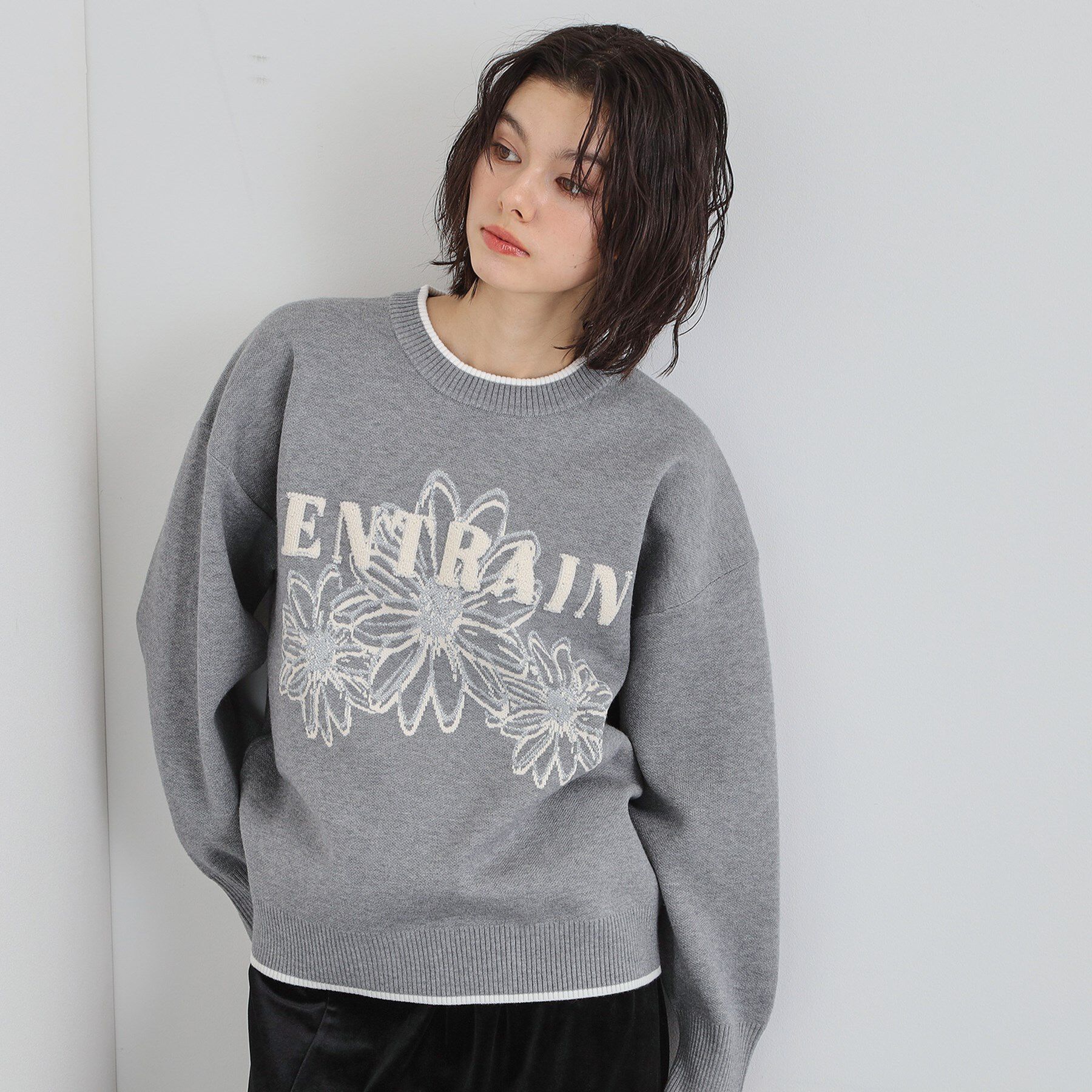 THE SHOP TK「花柄ラメジャカードニット」|ニット・セーター|