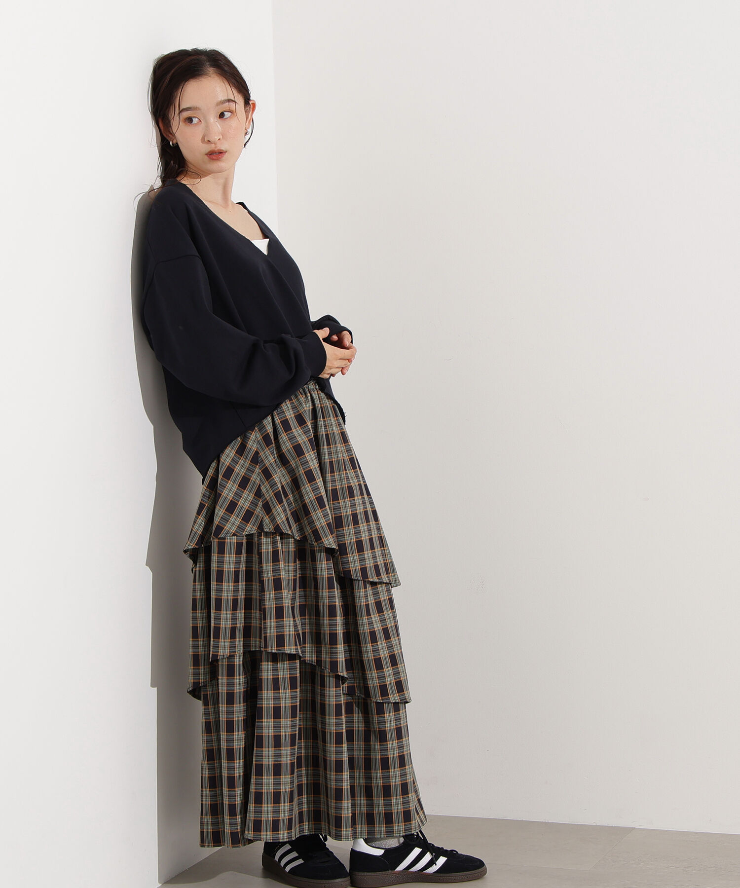  「ランダムティアードチェックスカート」|スカート|