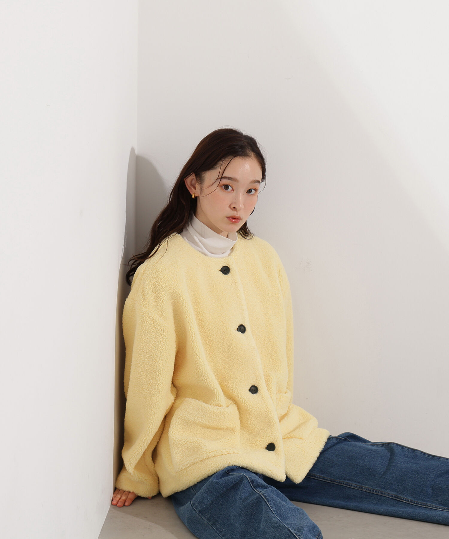  「ノーカラーボアブルゾン」|ブルゾン・スタジャン|