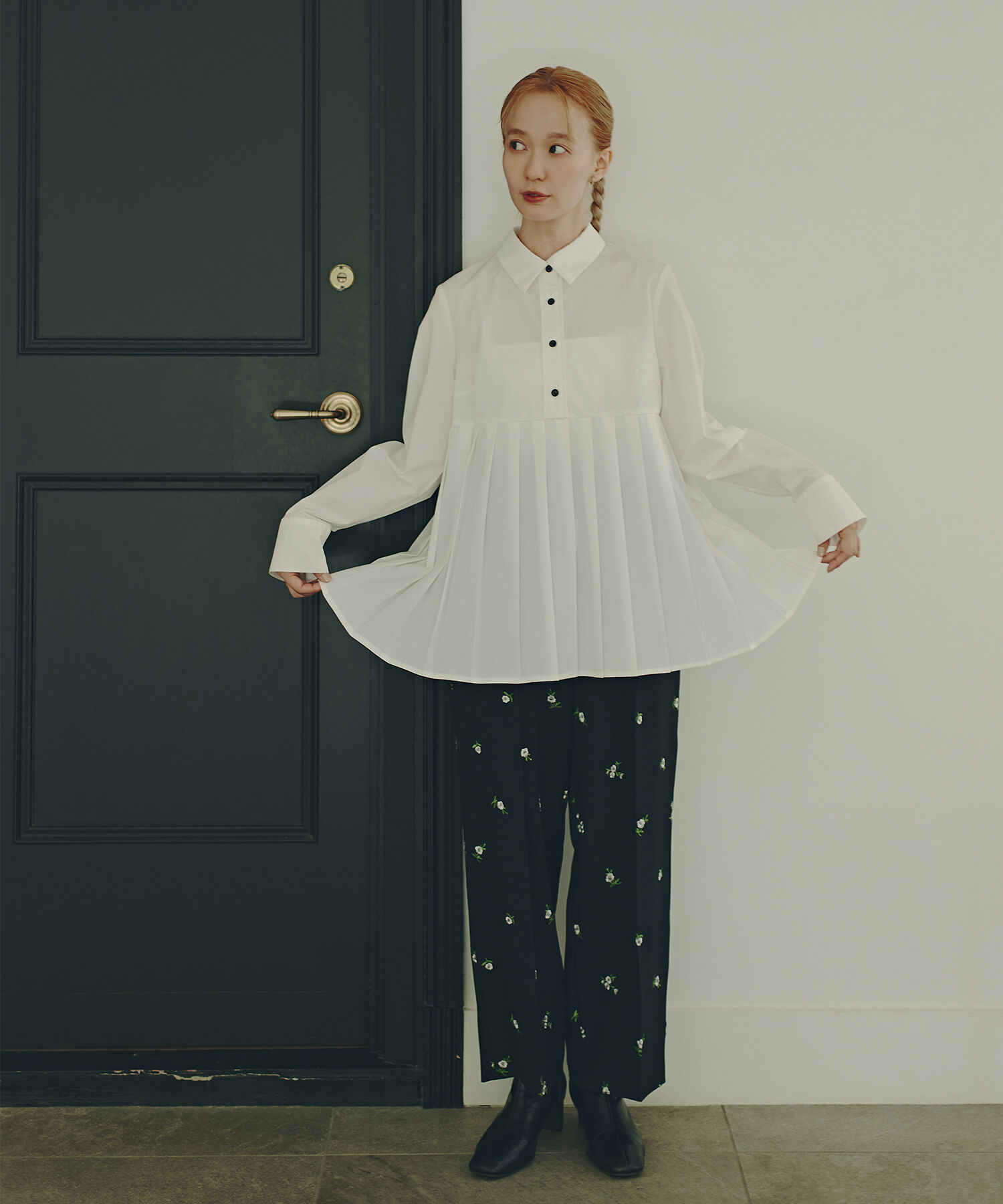  「プリーツペプラムブラウス」|シャツ・ブラウス|オフ1