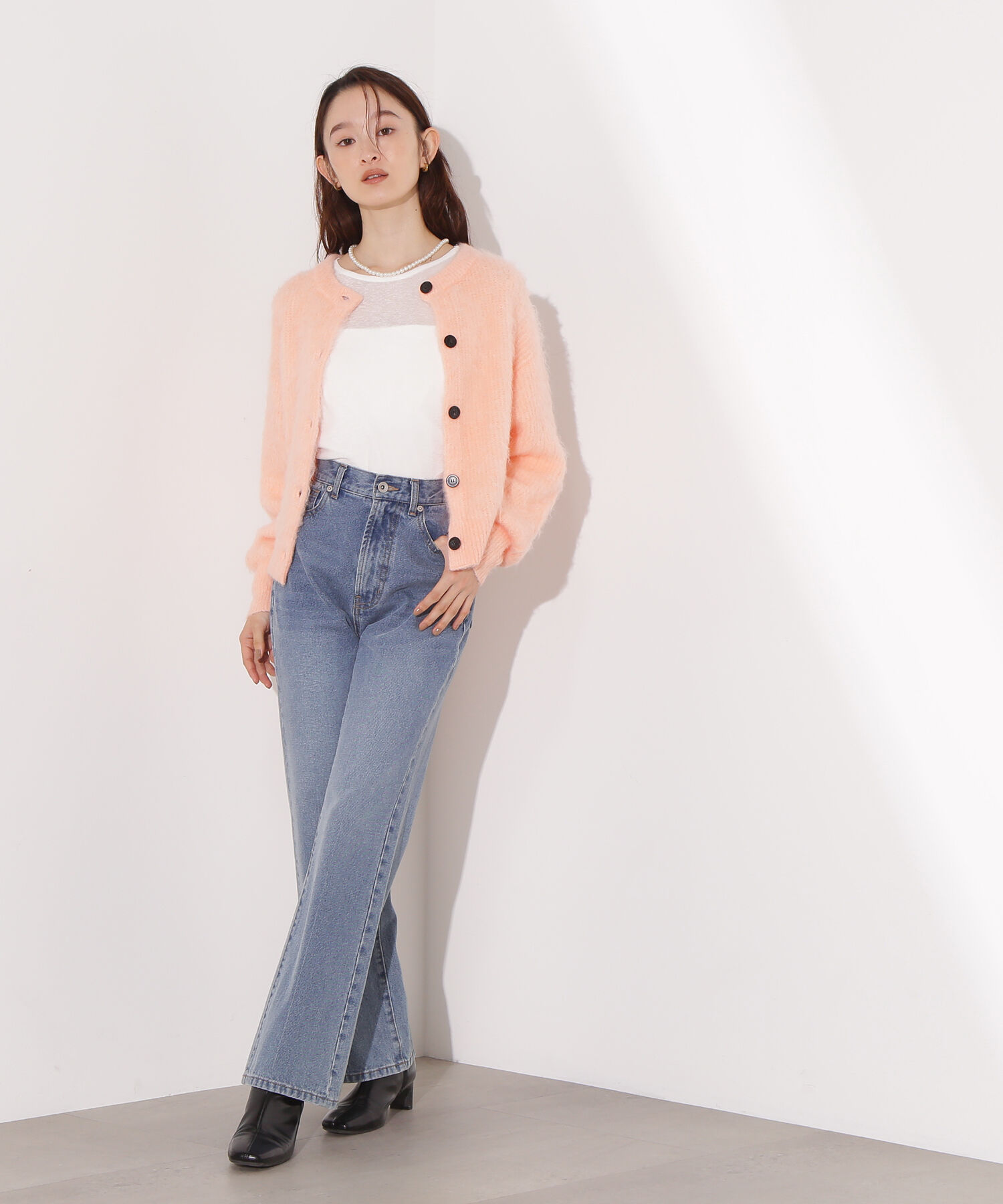  「クルーネックフェザーカーディガン」|ニット・セーター|