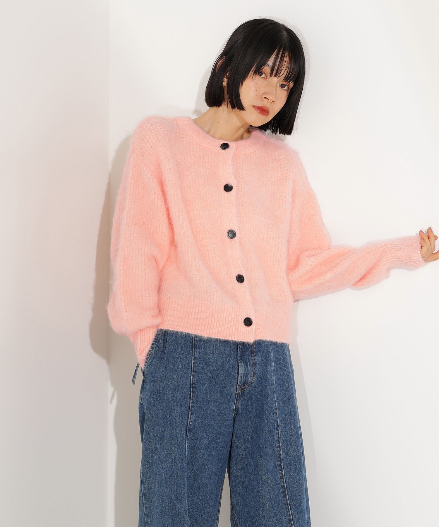  「クルーネックフェザーカーディガン」|ニット・セーター|