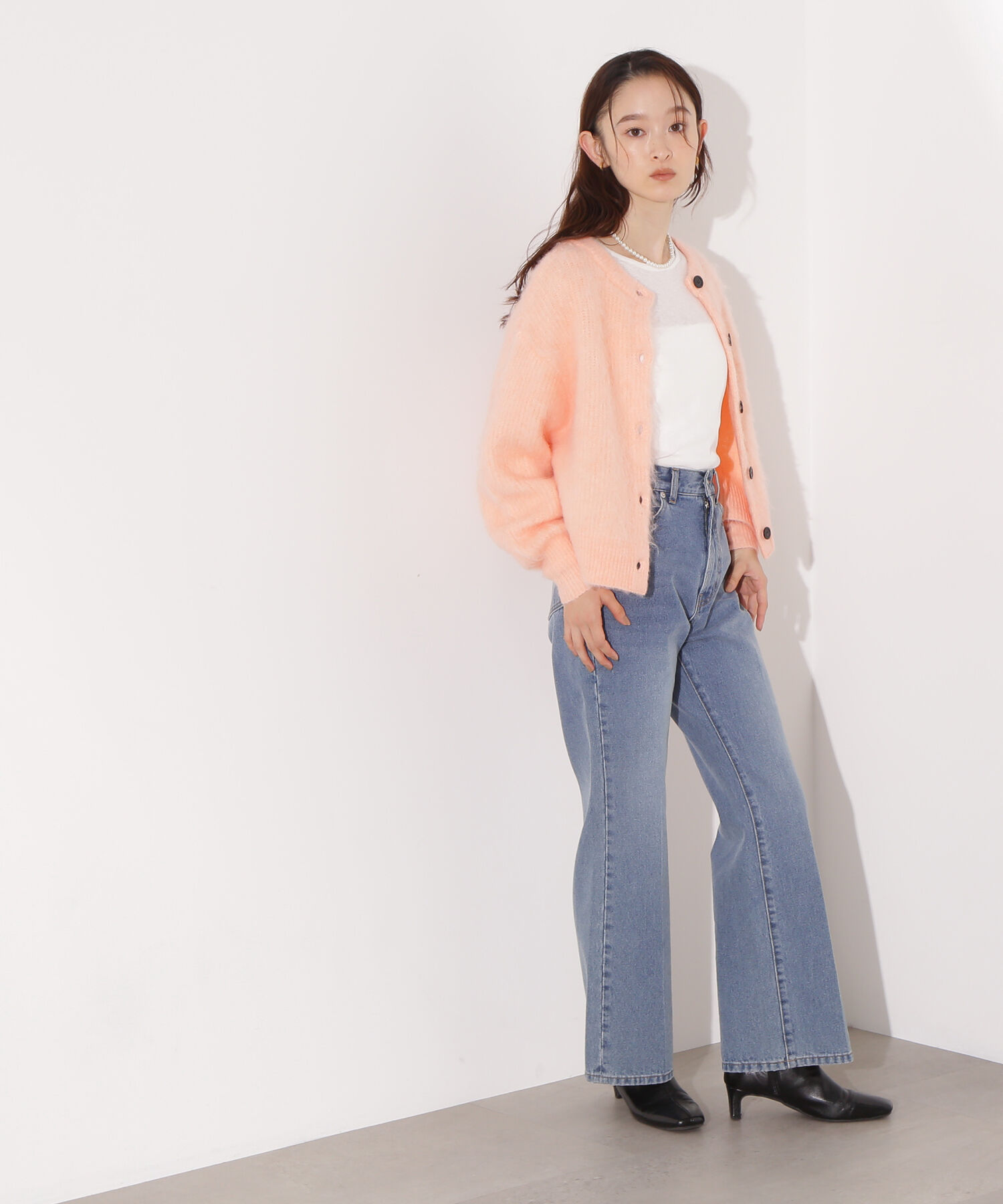  「クルーネックフェザーカーディガン」|ニット・セーター|