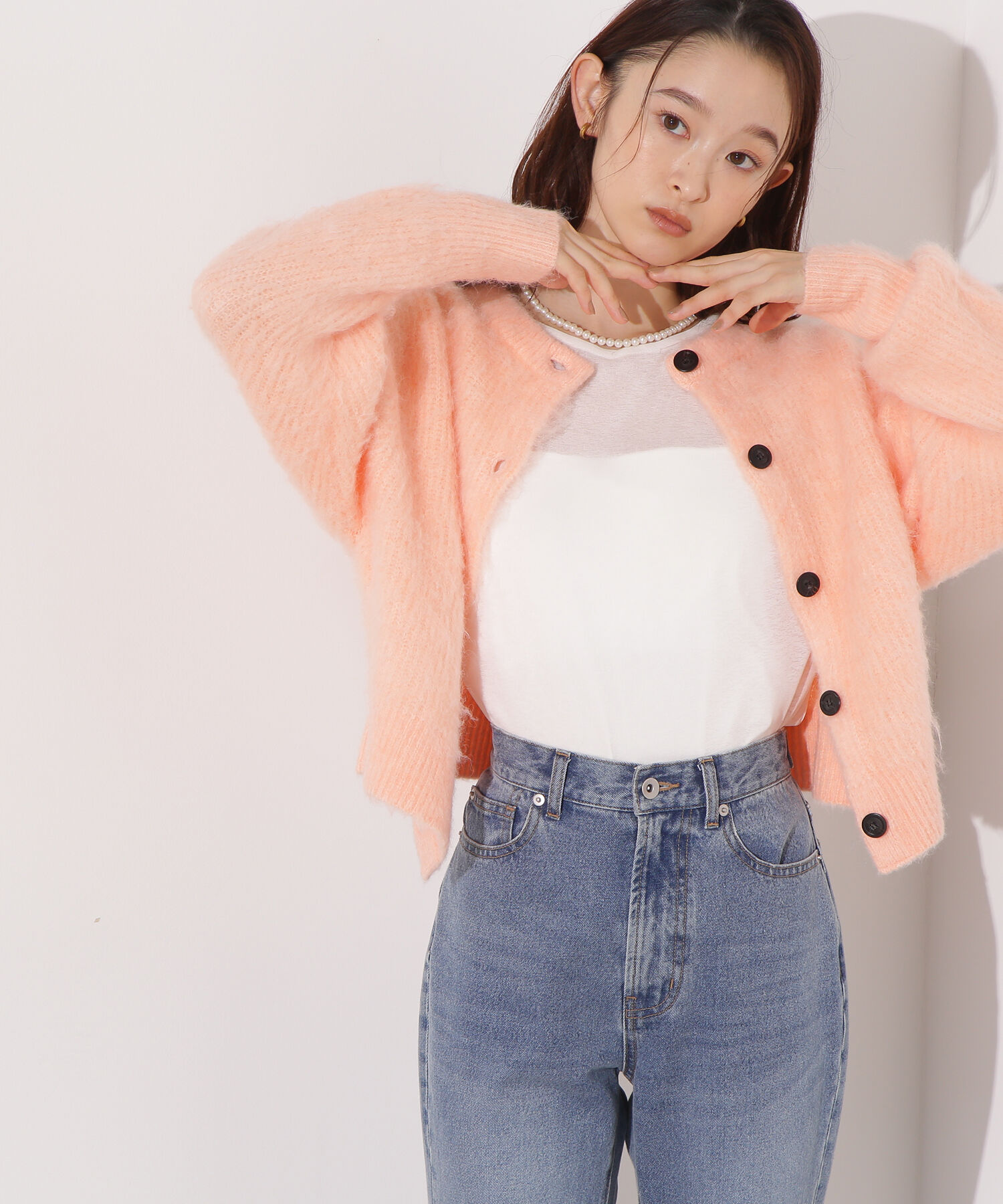  「クルーネックフェザーカーディガン」|ニット・セーター|