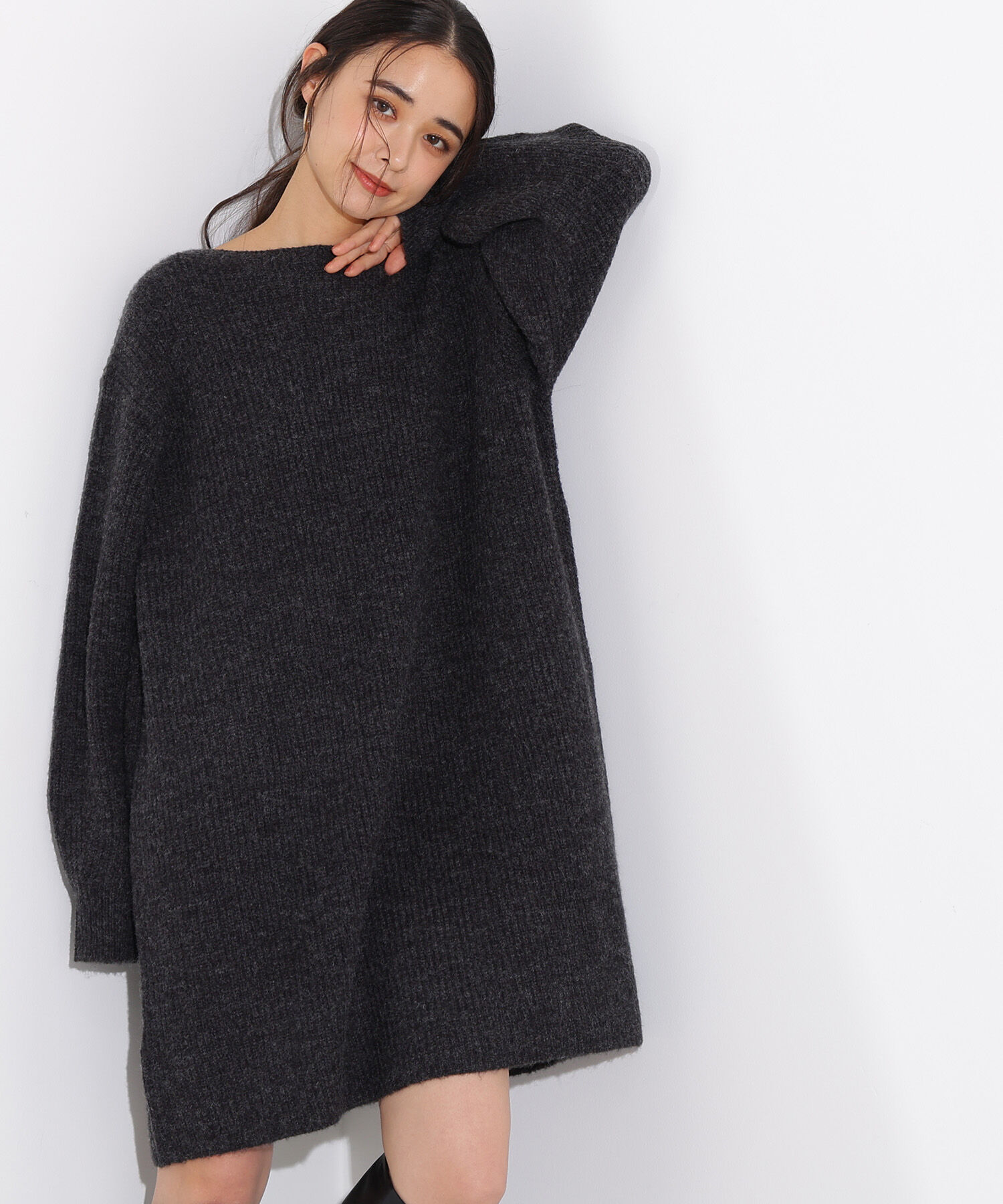  「襟付ミニニットワンピース」|スカート|