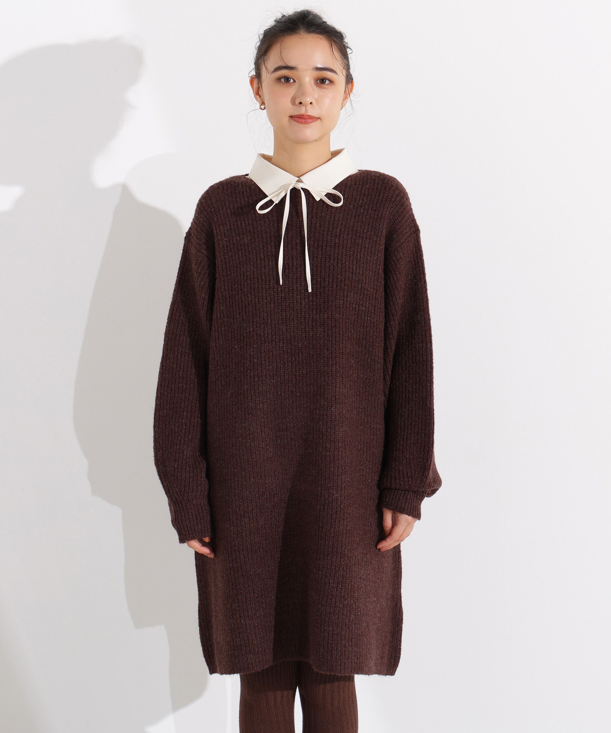  「襟付ミニニットワンピース」|スカート|