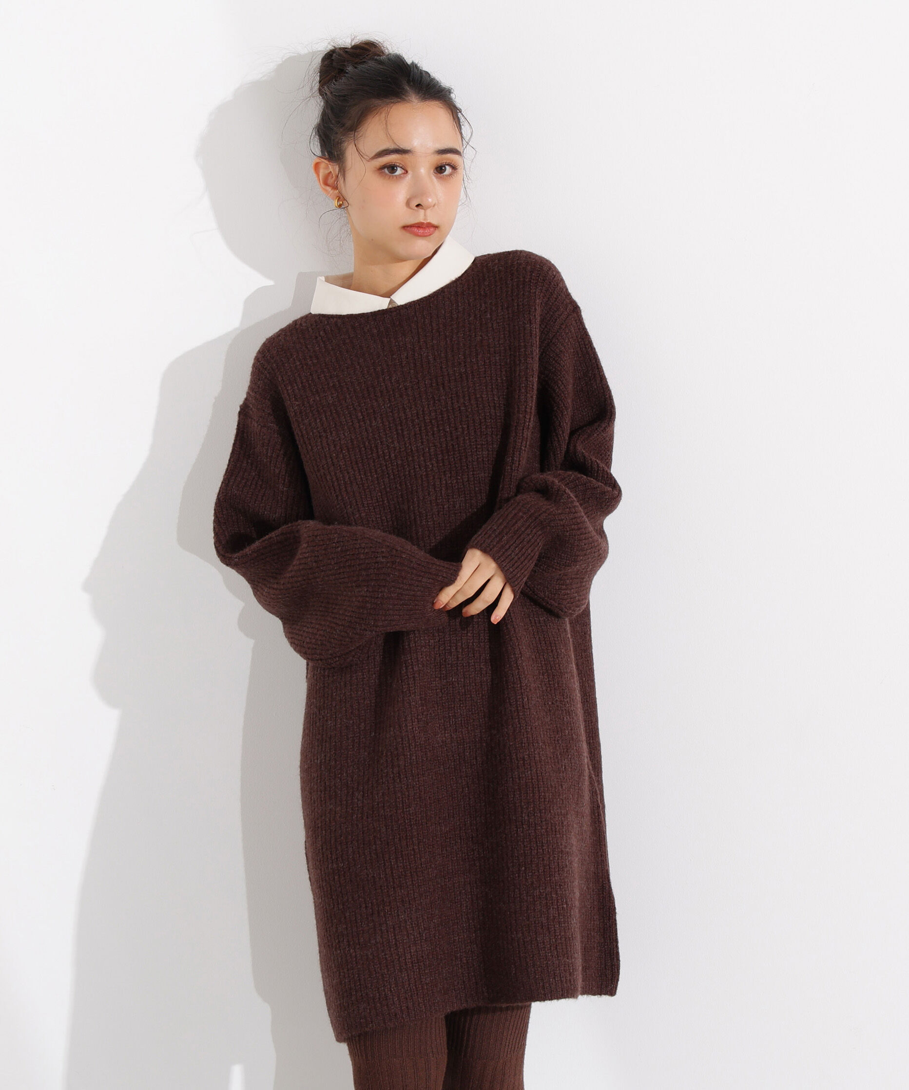  「襟付ミニニットワンピース」|スカート|