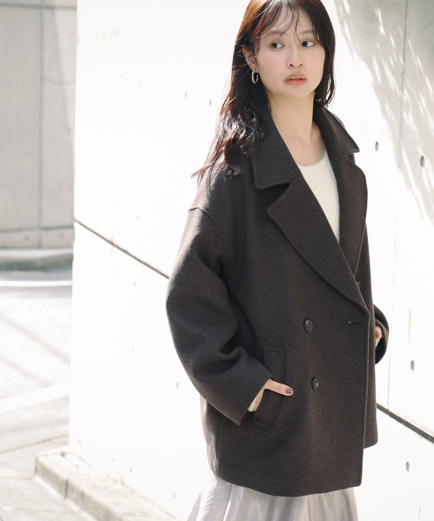  「ミドルPコート《ブラウン&times;ゴールドボタン：LUMINE・LUCUA・official site限定》」|ブルゾン・スタジャン|