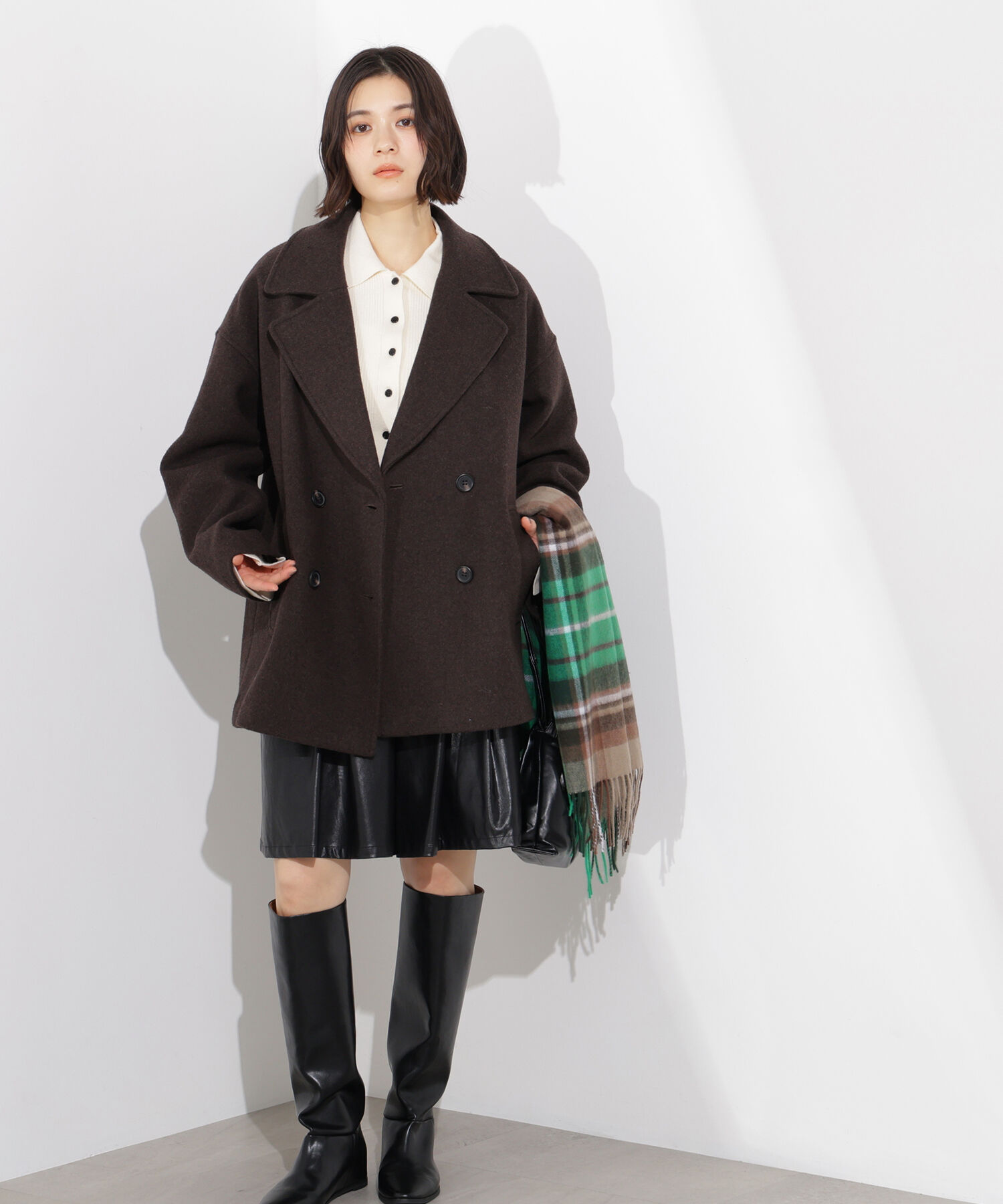  「ミドルPコート《ブラウン&times;ゴールドボタン：LUMINE・LUCUA・official site限定》」|ブルゾン・スタジャン|