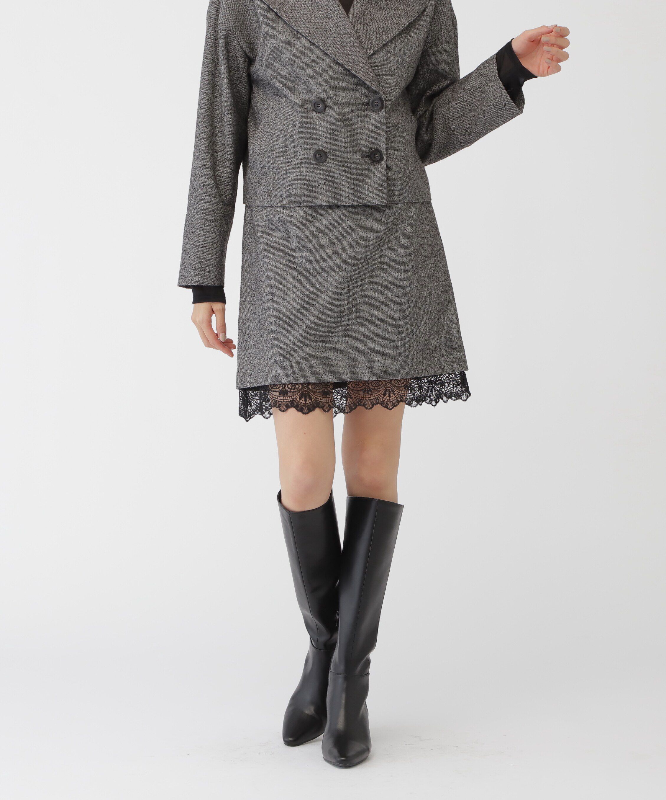  「ネップツイードヘムレースミニスカート」|スカート|