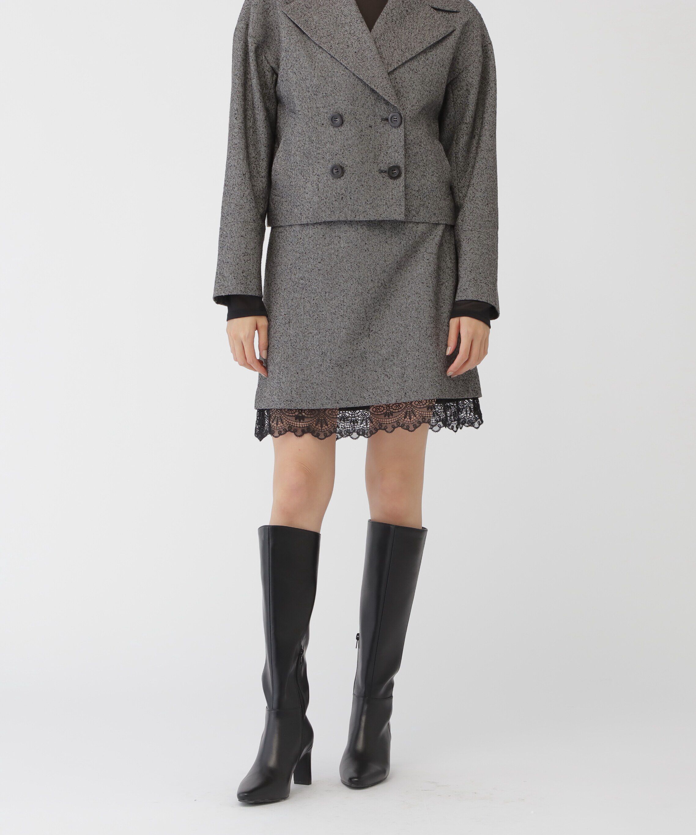  「ネップツイードヘムレースミニスカート」|スカート|