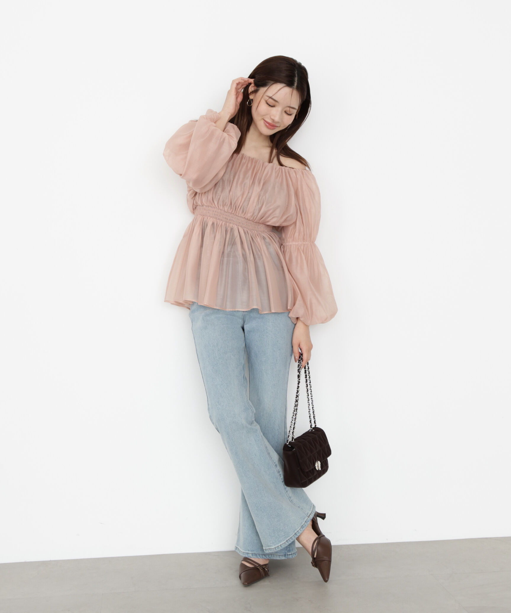 PROPORTION BODY DRESSING「＜ウォッシャブル＞バルーンスリーブオフショルブラウス 25AW」|シャツ・ブラウス|