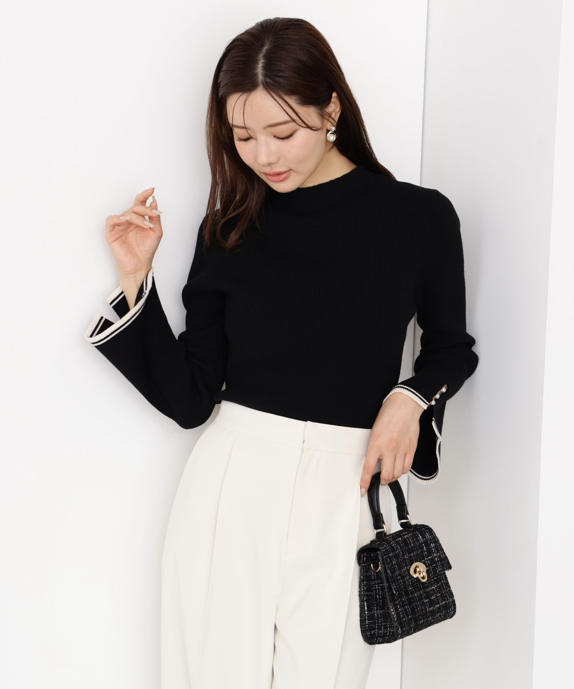 PROPORTION BODY DRESSING「＜ハンドウォッシャブル＞スタンドネックリブニット 25AW」|ニット・セーター|