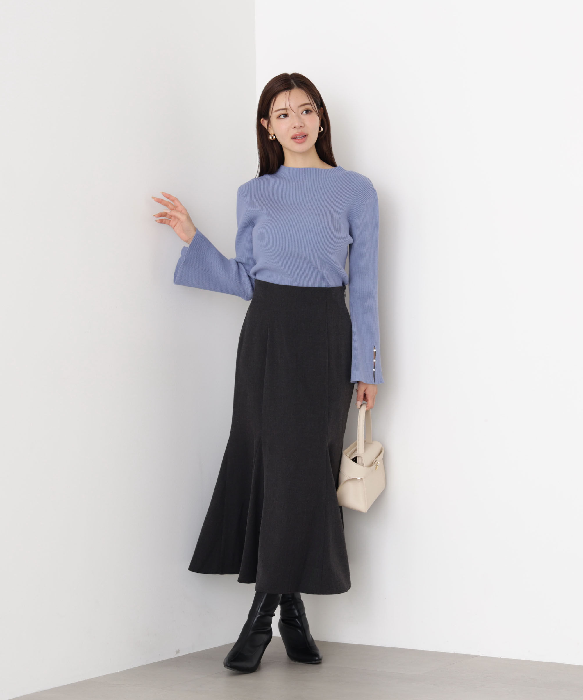 PROPORTION BODY DRESSING「＜ハンドウォッシャブル＞スタンドネックリブニット 25AW」|ニット・セーター|