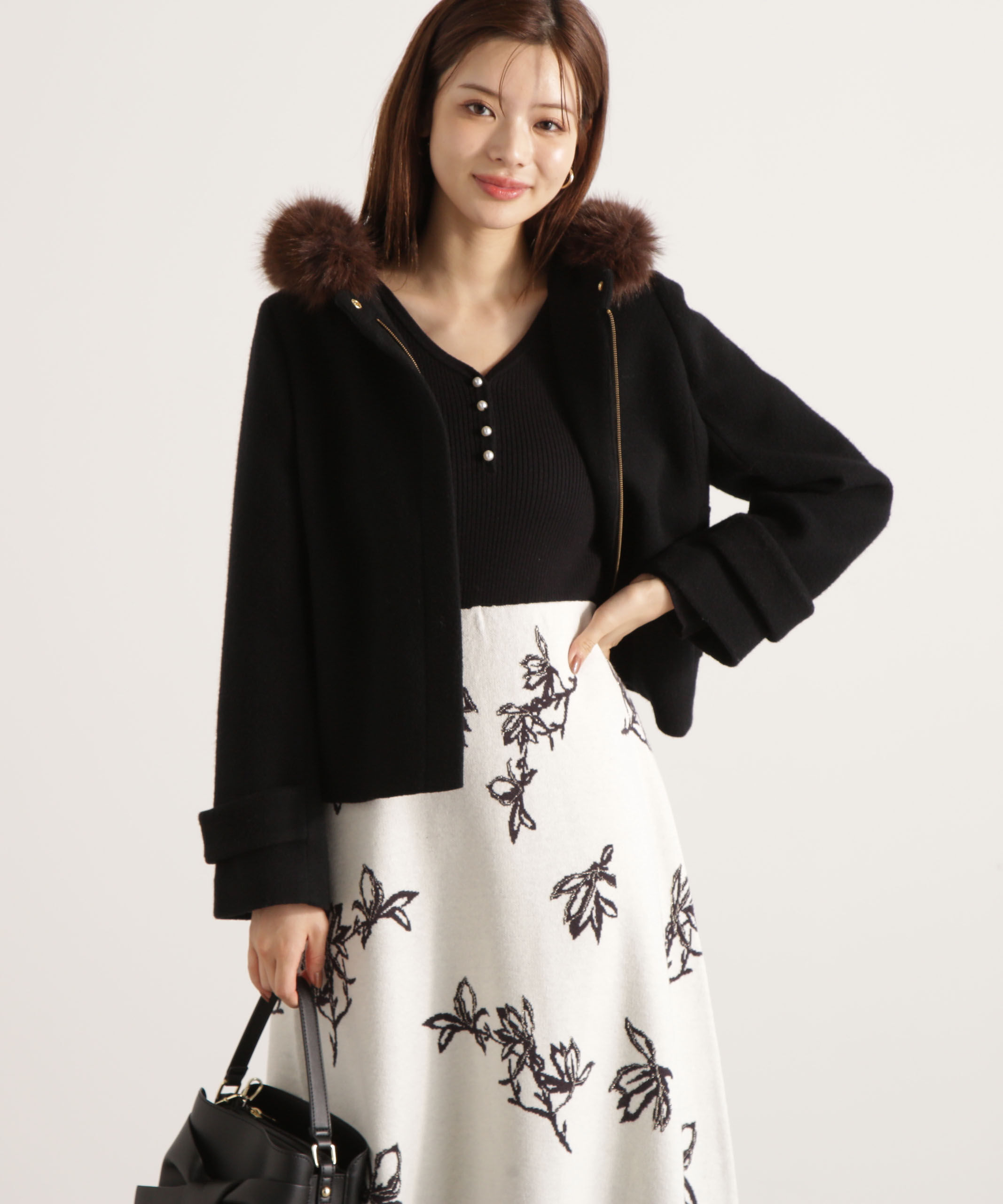 PROPORTION BODY DRESSING「モッサフードフェイクファーショートコート 25AW」|ブルゾン・スタジャン|