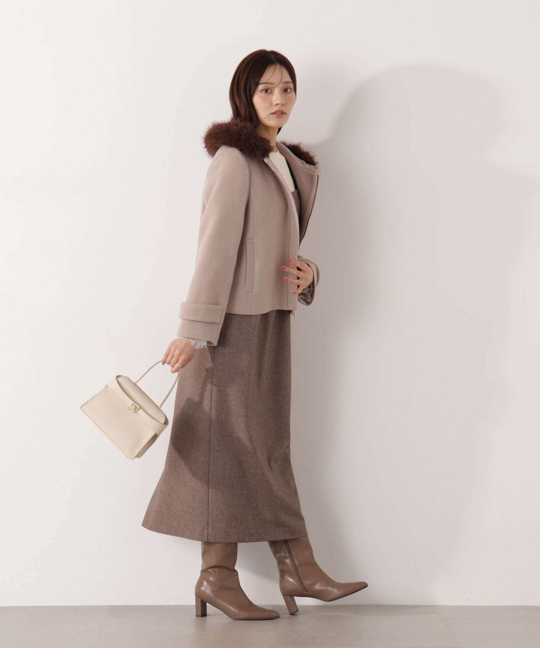 PROPORTION BODY DRESSING「モッサフードフェイクファーショートコート 25AW」|ブルゾン・スタジャン|