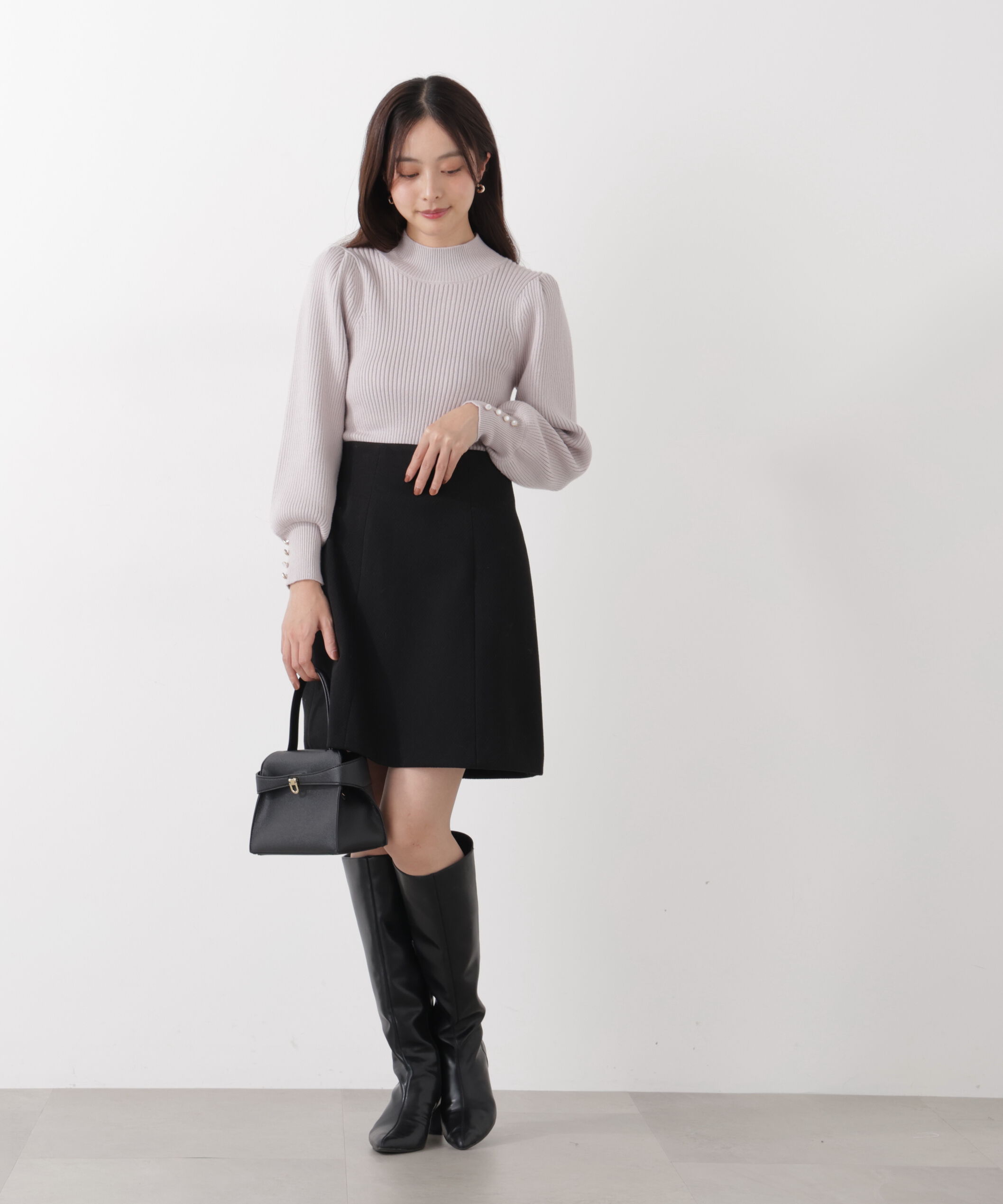 PROPORTION BODY DRESSING「＜ハンドウォッシャブル＞ハイネックボリュームスリーブニット 25AW」|ニット・セーター|