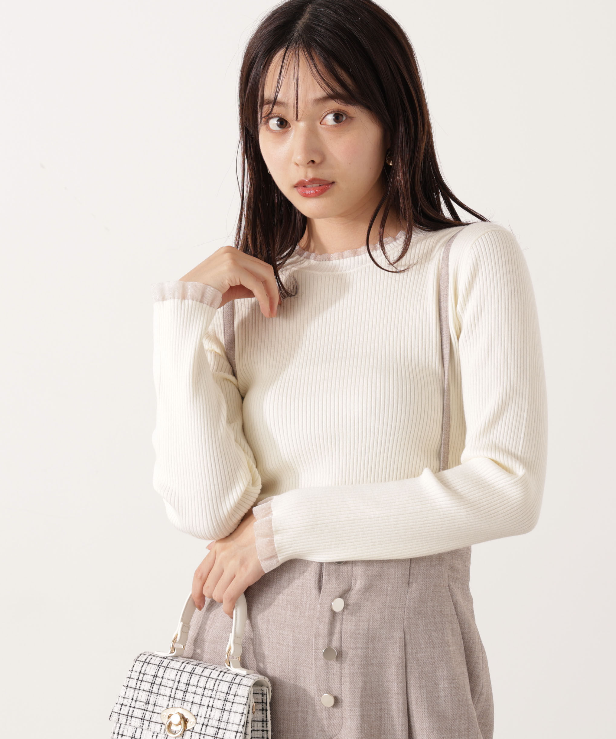 PROPORTION BODY DRESSING「部分シアーリブニット 25AW 」|ニット・セーター|