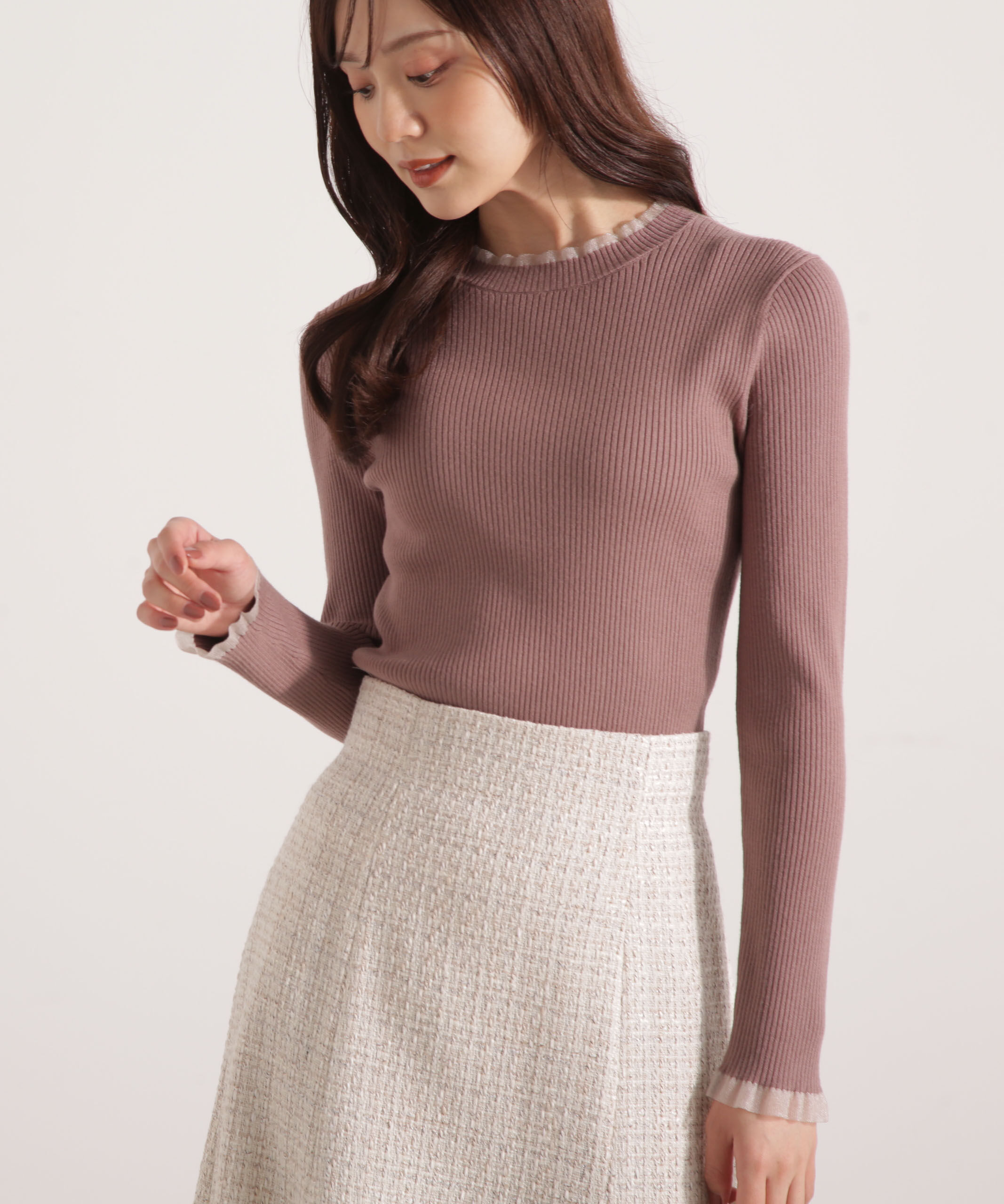 PROPORTION BODY DRESSING「部分シアーリブニット 25AW 」|ニット・セーター|